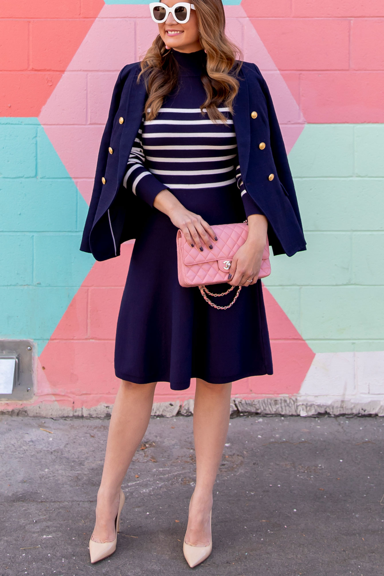 Navy Stripe Sweater Dress