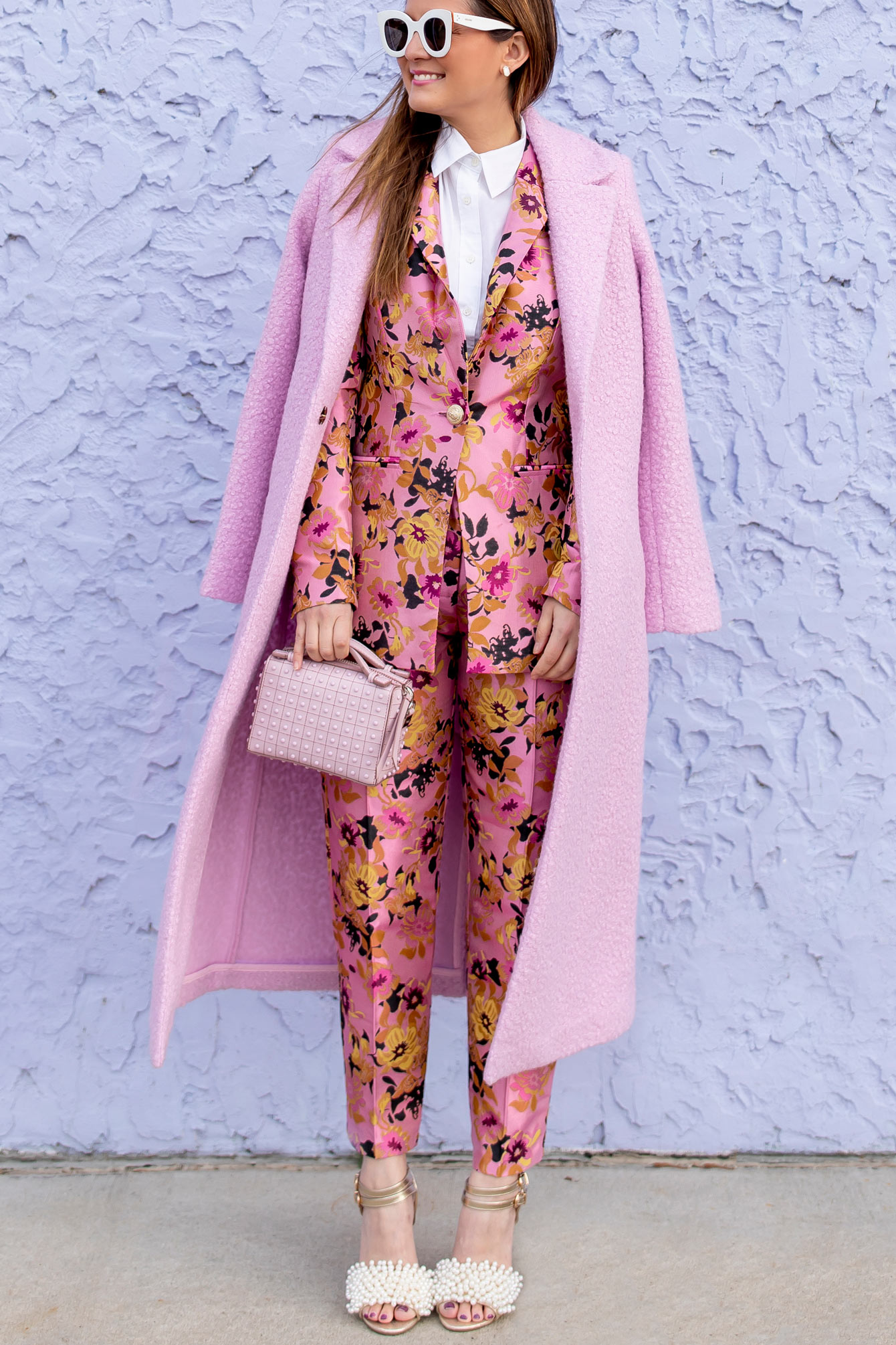 River Island Pink Long Coat