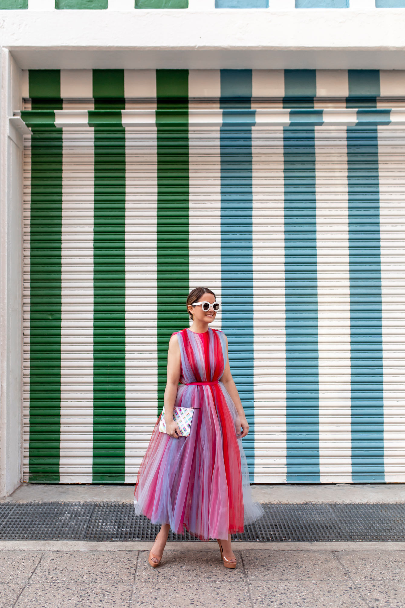 Carolina Herrera Stripe Chiffon Dress