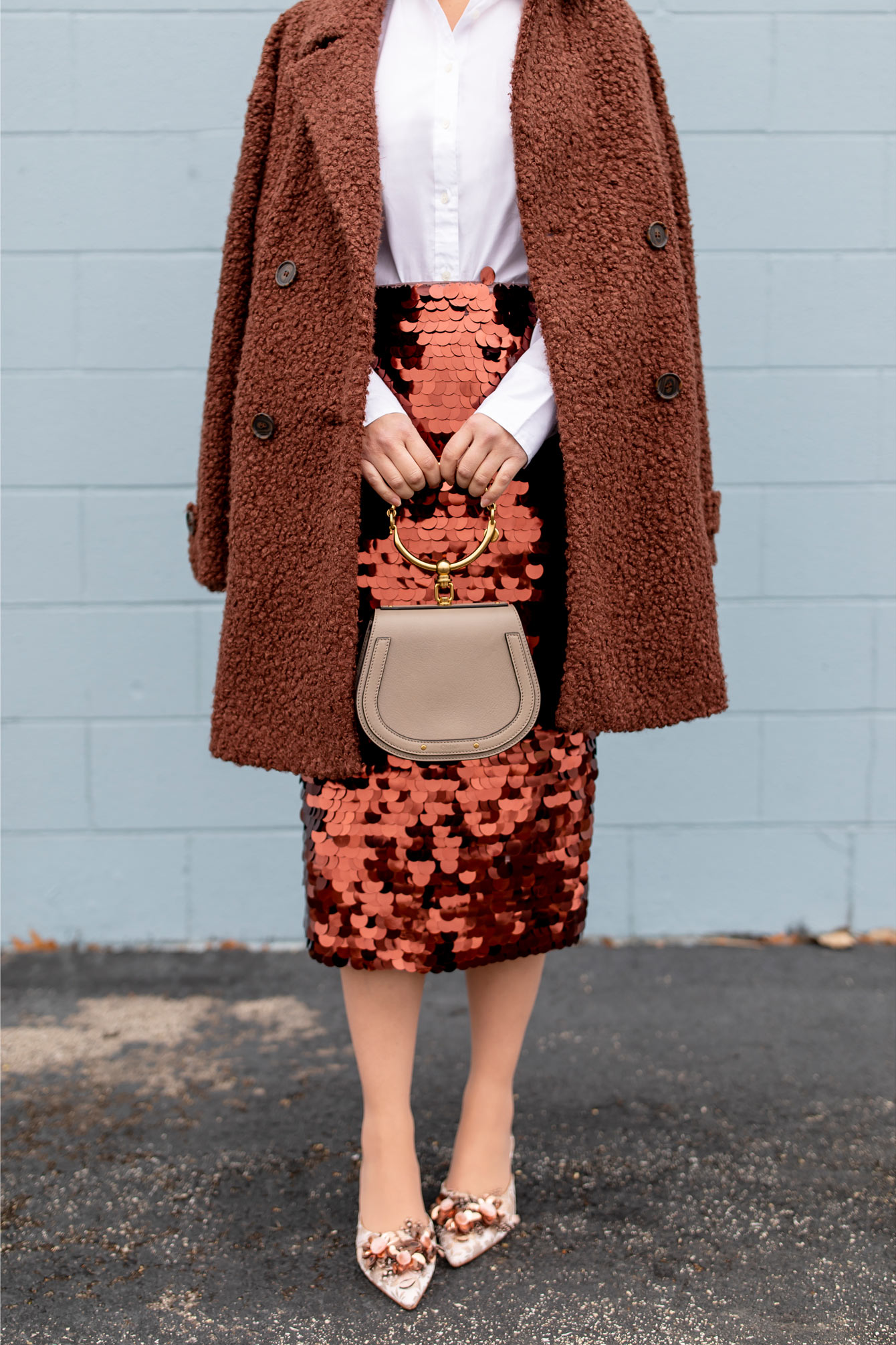 Copper Sequin Paillette Skirt