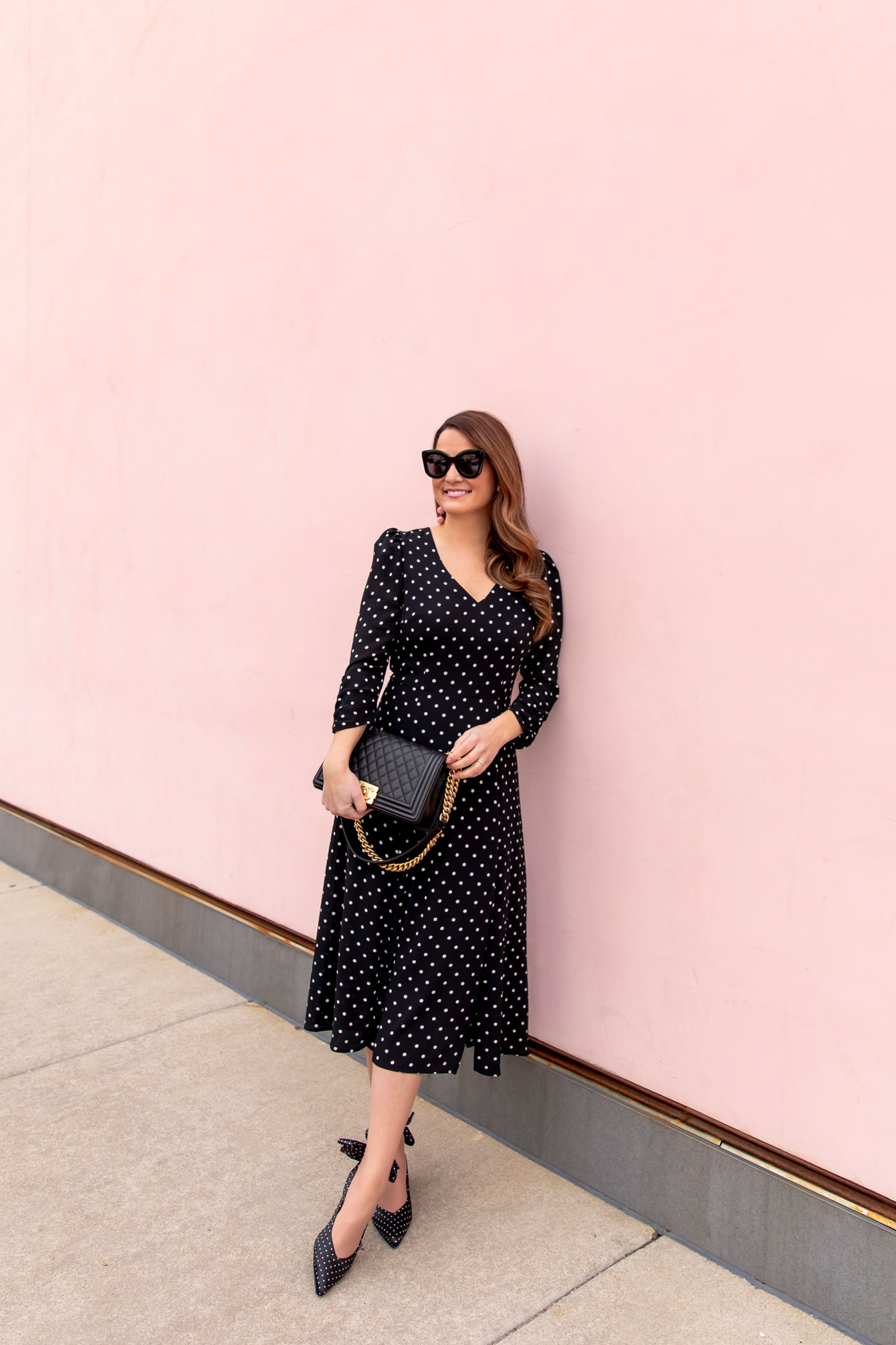 Eliza J Polka Dot Midi Dress