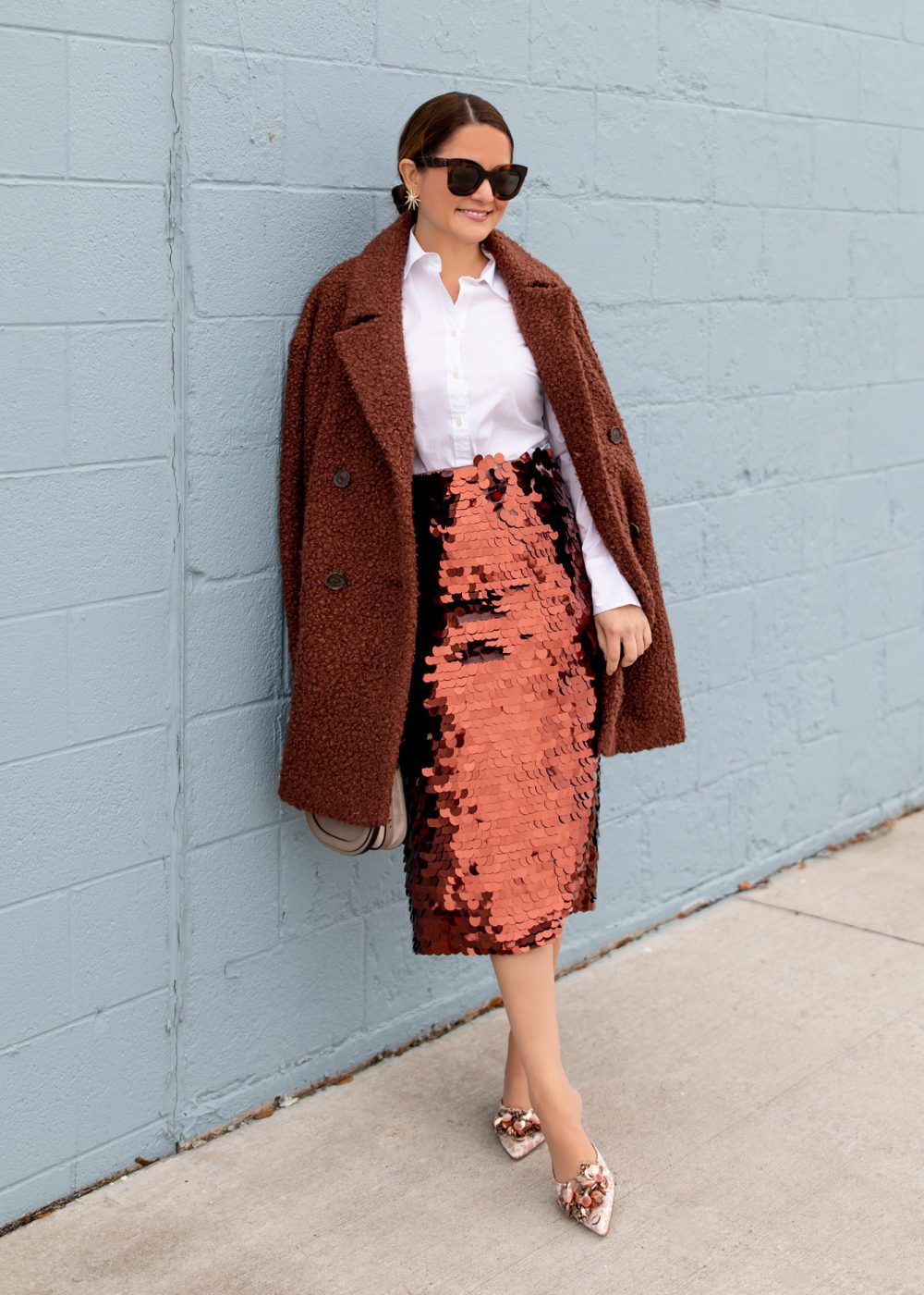 Halogen Copper Paillette Skirt