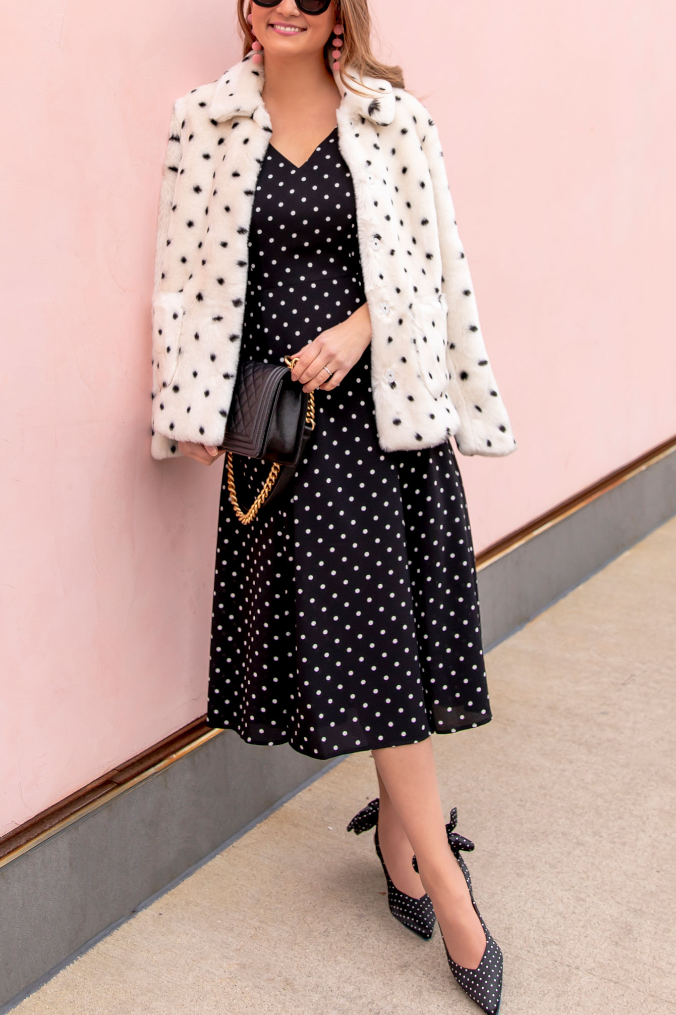 Polka Dot Faux Fur Jacket