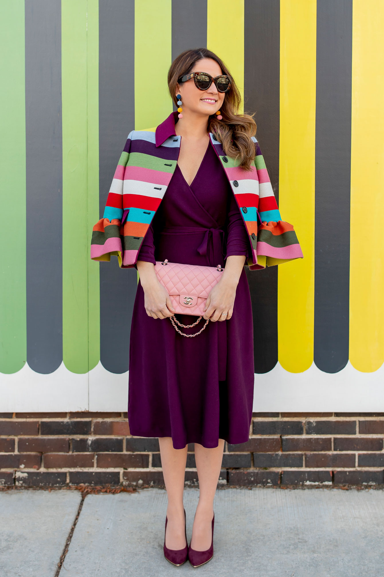 Burgundy Faux Wrap Dress