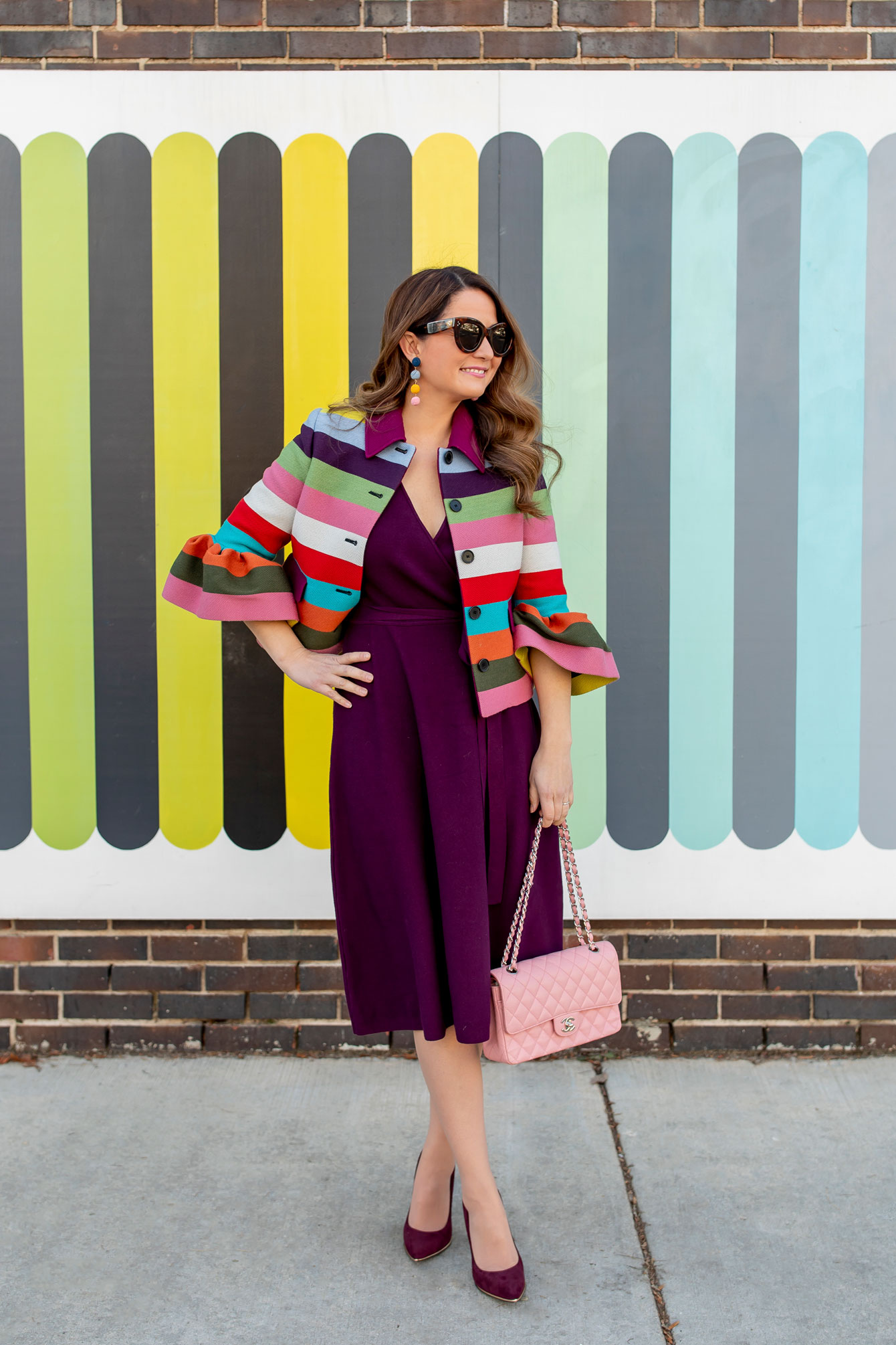 Wine Red Faux Wrap Dress