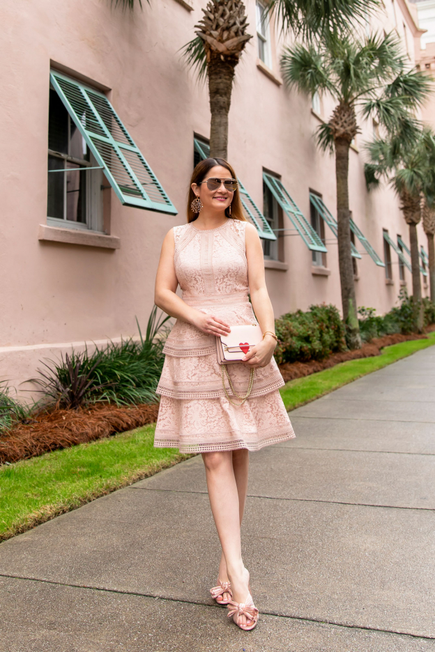 Eliza J Pink Lace Dress in Charleston - Style Charade