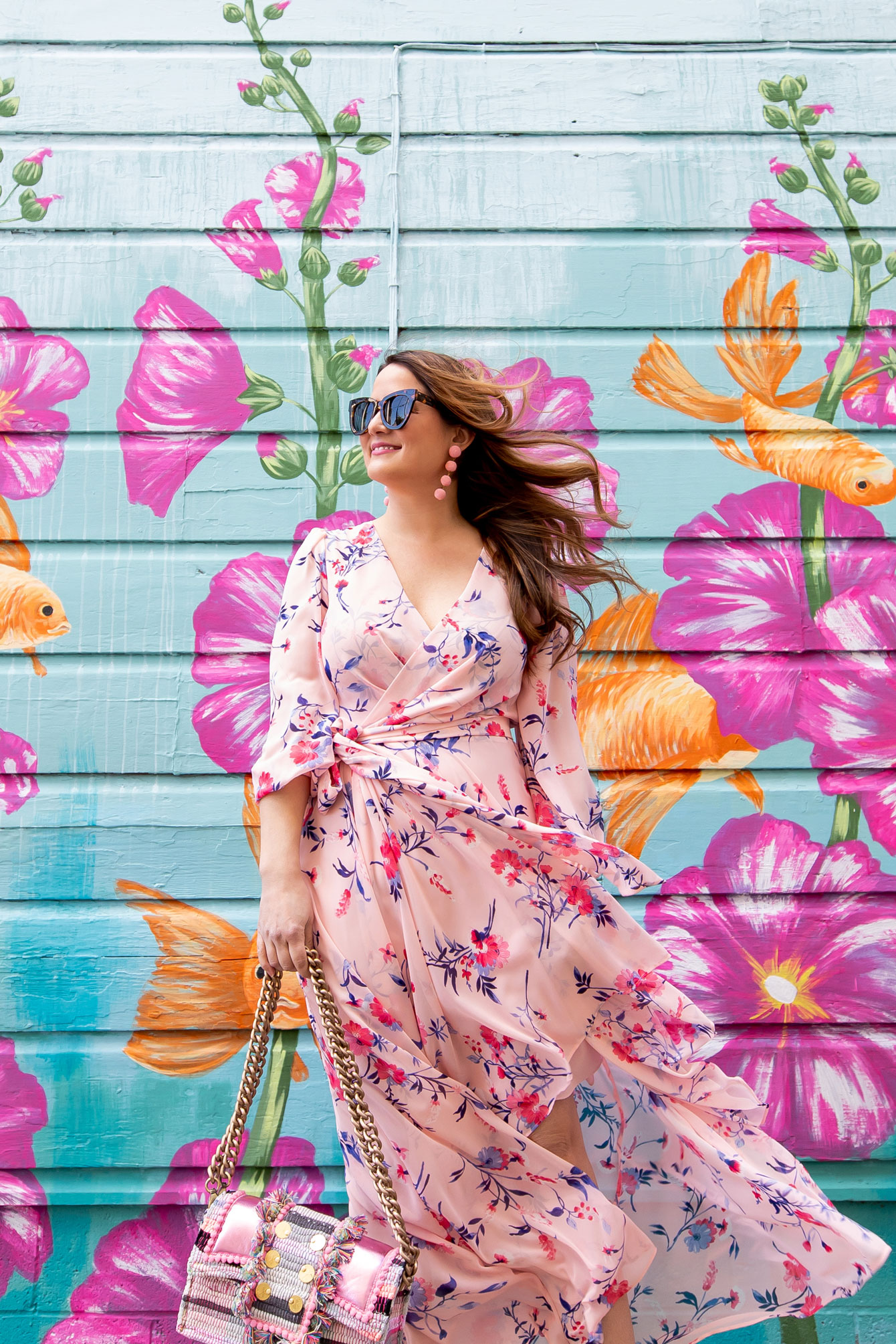 Pink Floral Mural San Francisco