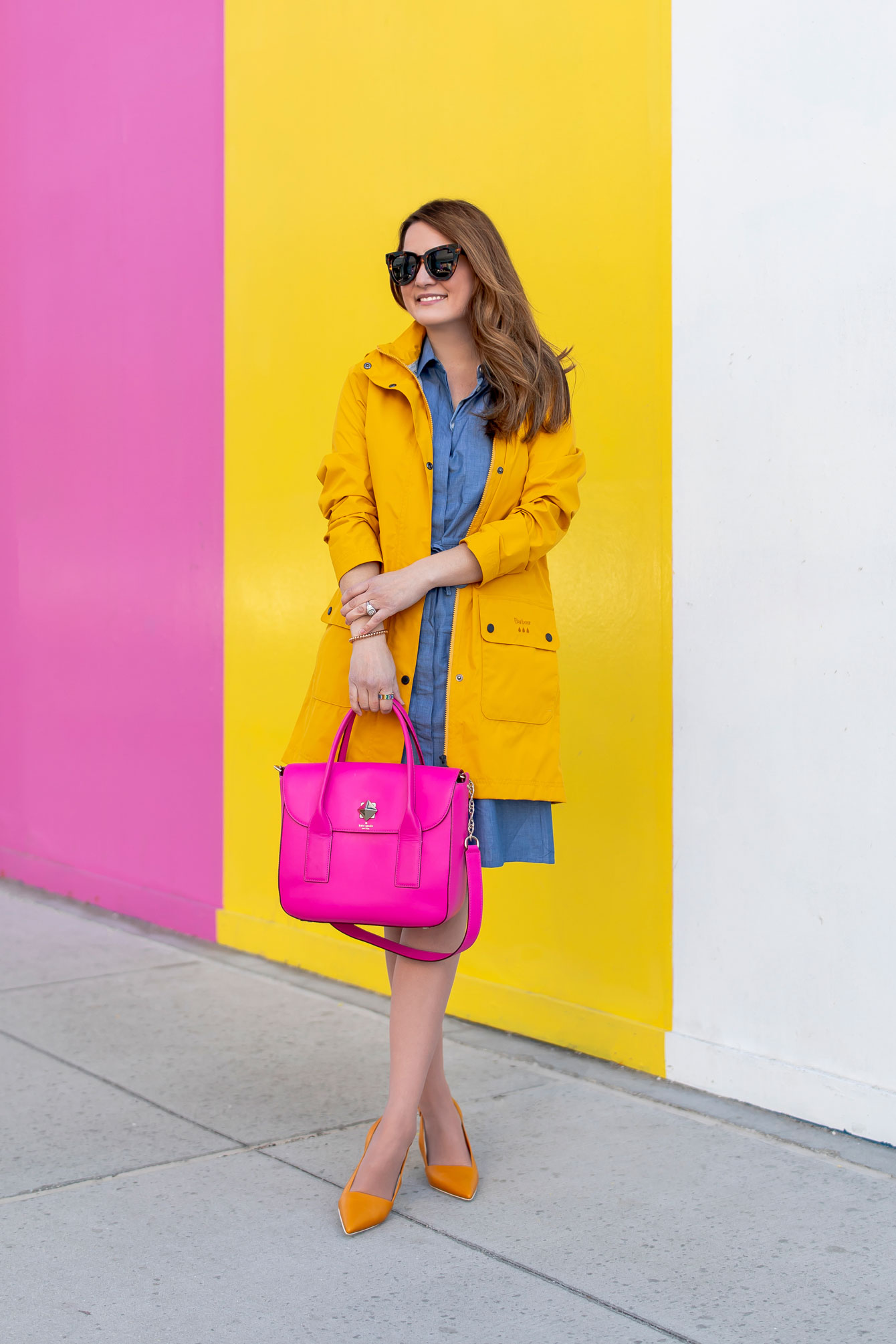 yellow barbour rain jacket