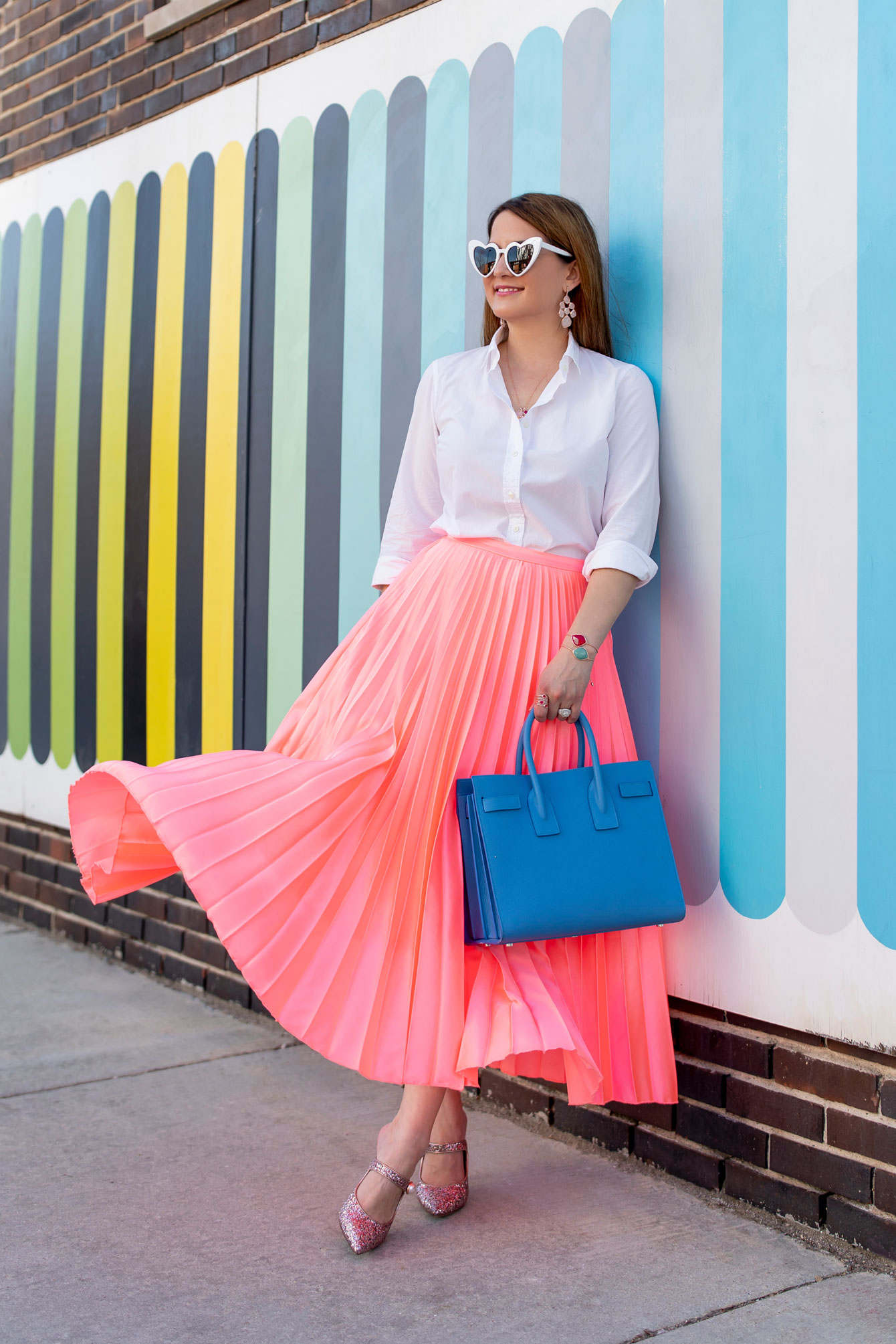 ASOS Coral Pleated Skirt