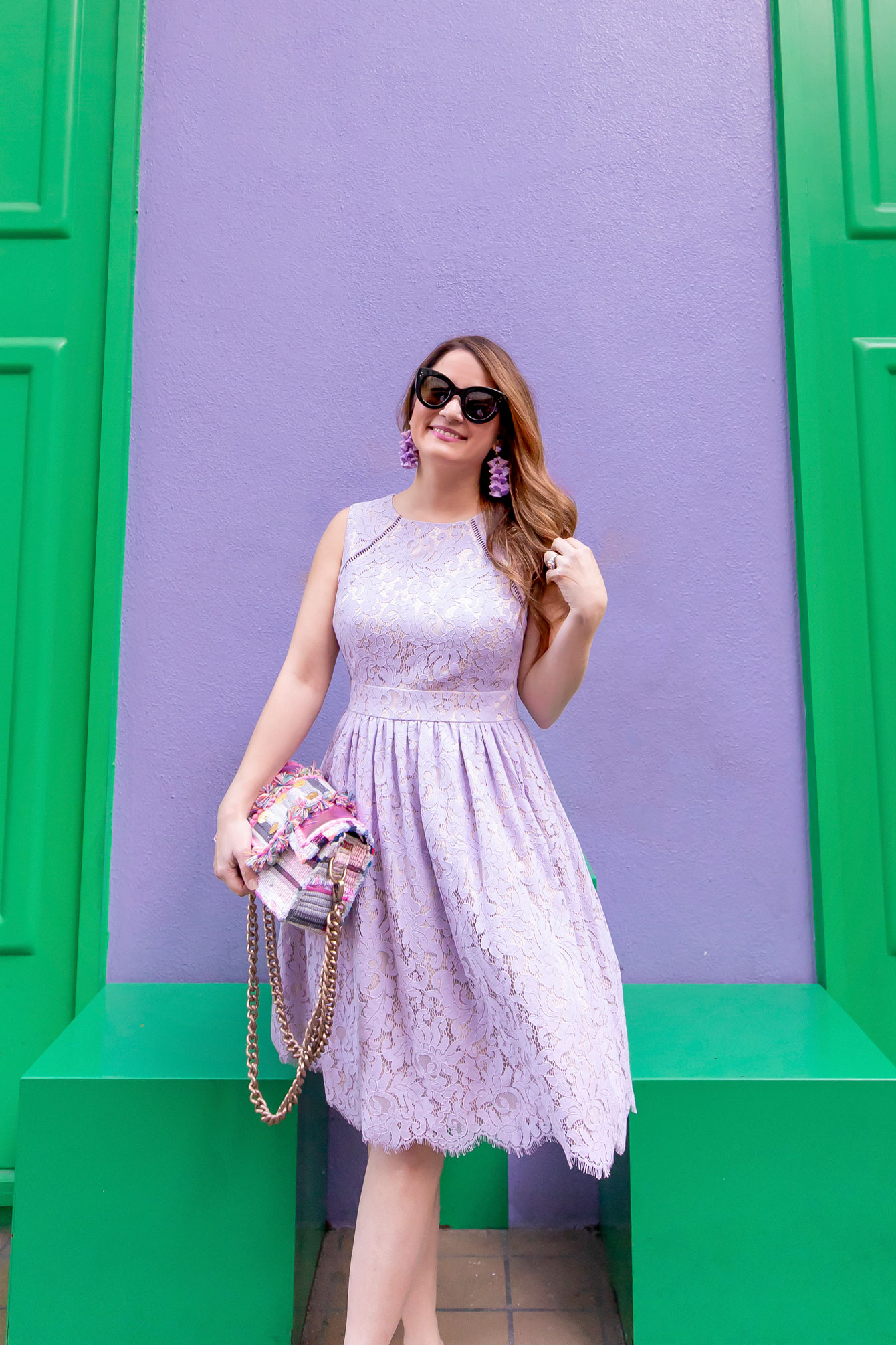 eliza j purple lace dress