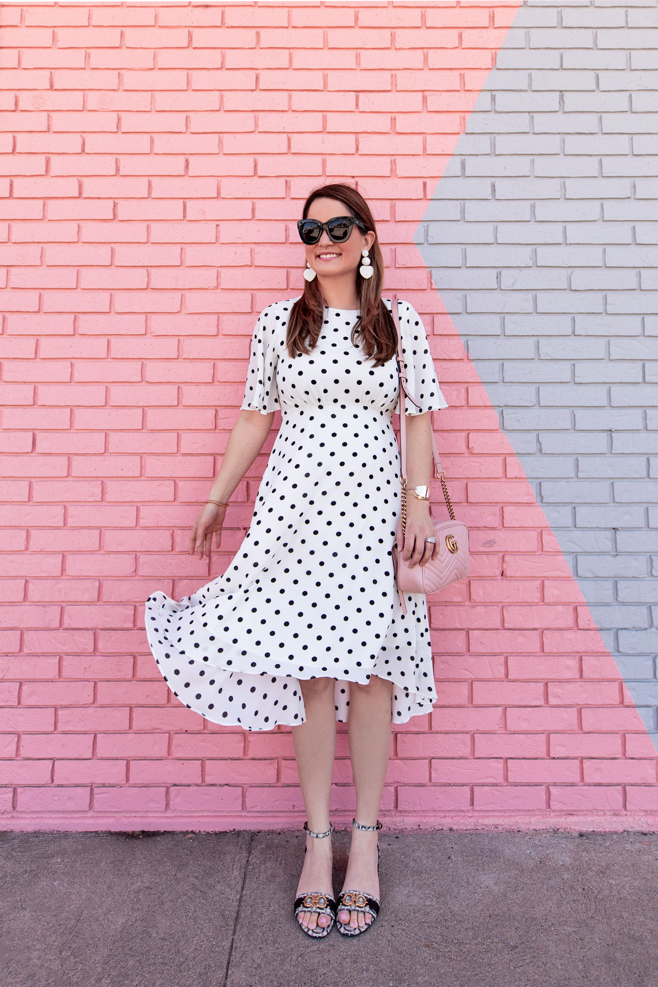 eliza j polka dot dress