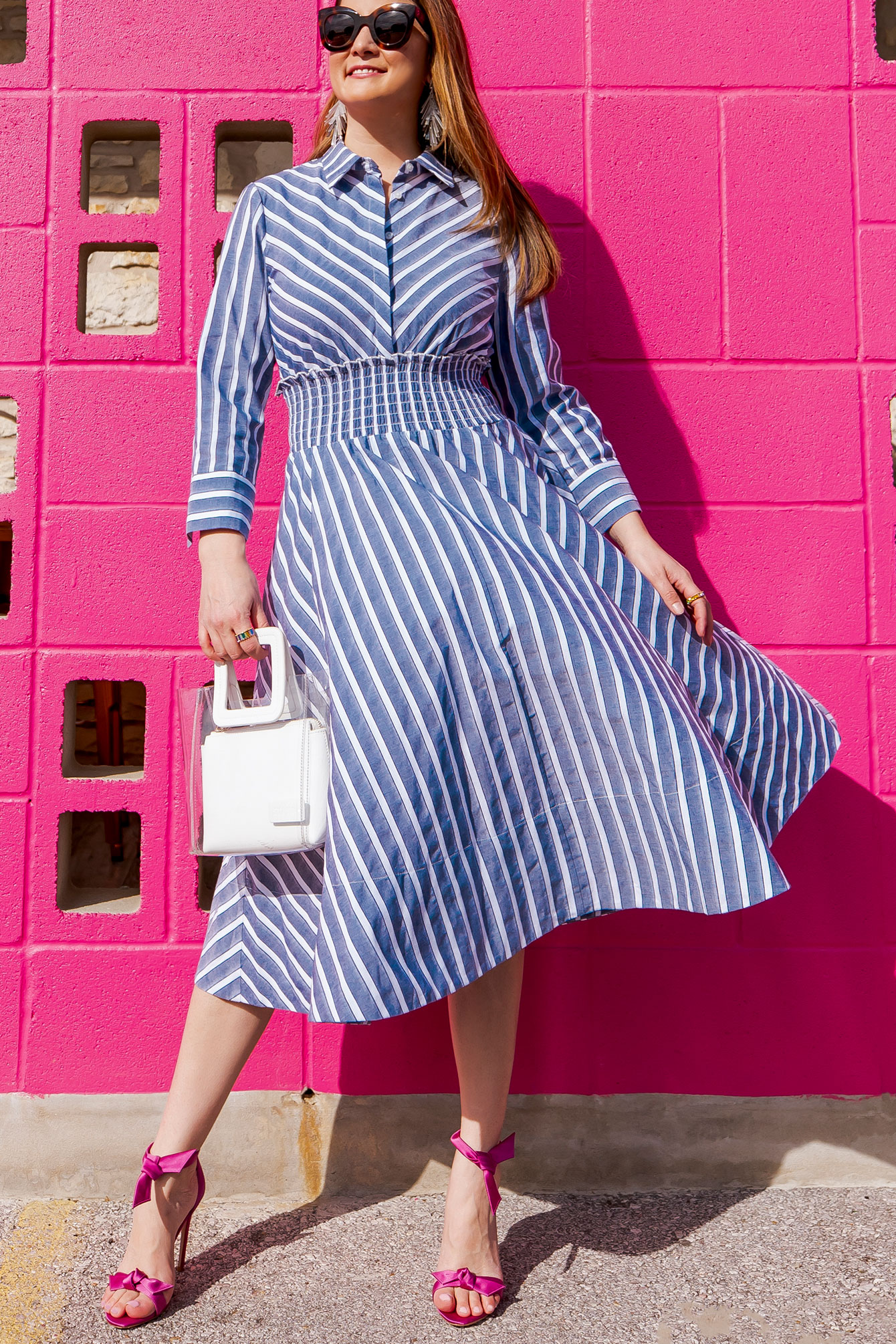 Ruched Waist Stripe Dress