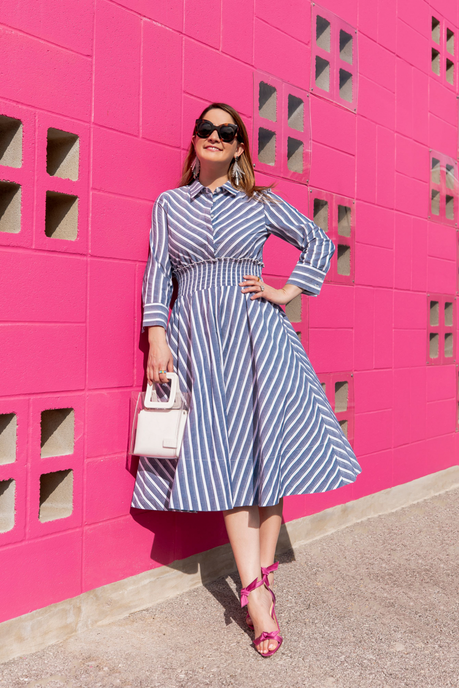 Style Charade Navy Stripe Fir Flare Dress