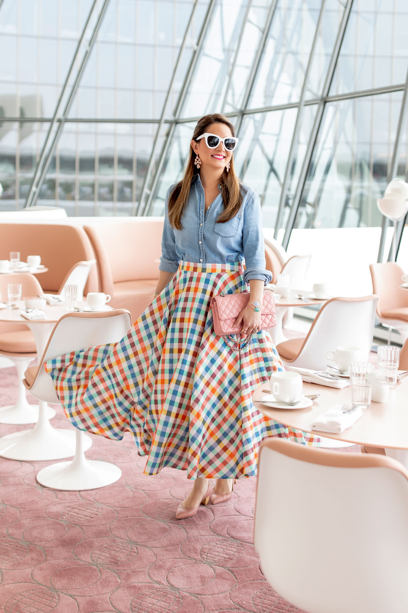 Anthropologie Rainbow Plaid Skirt