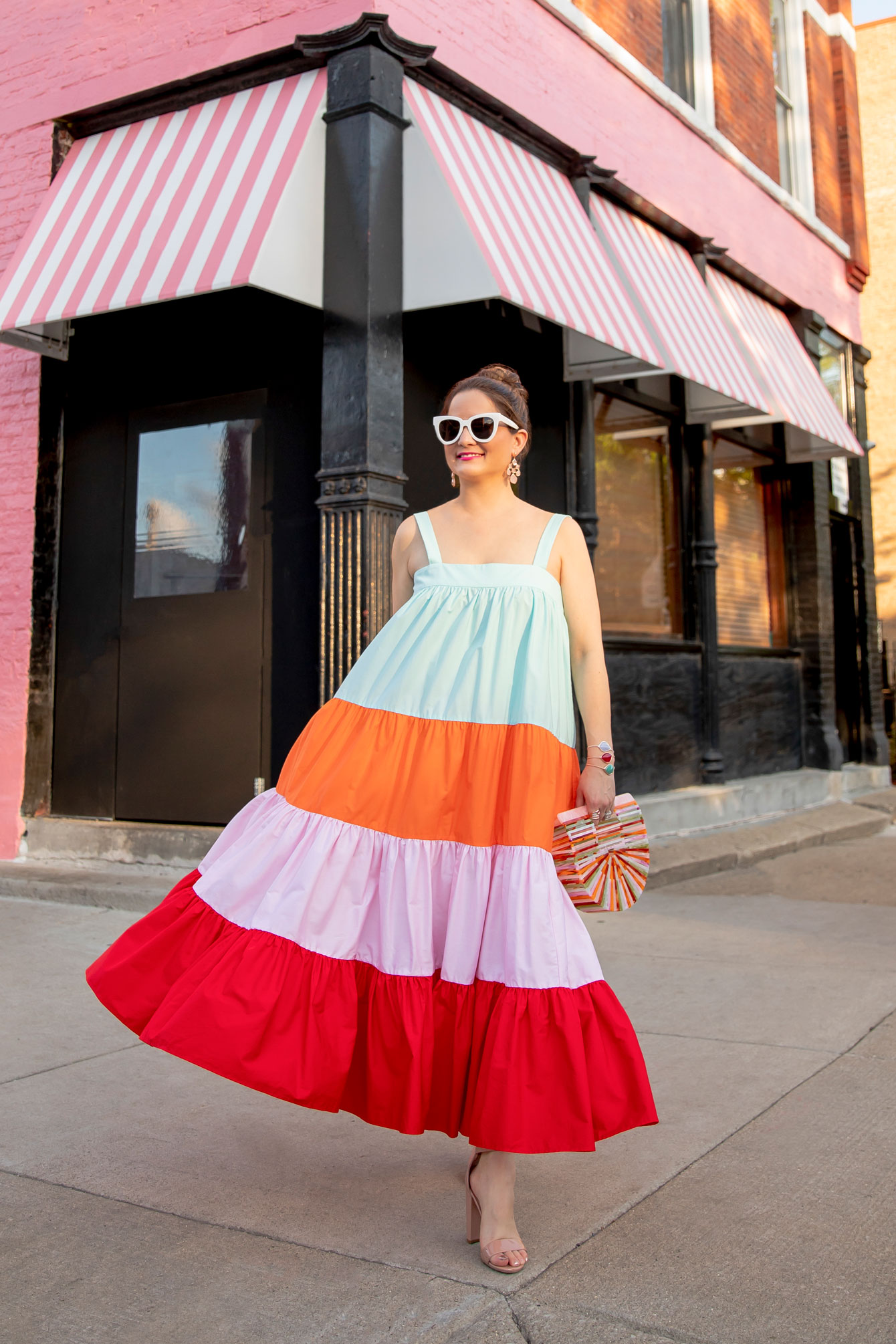 Pink White Stripe Awning Chicago