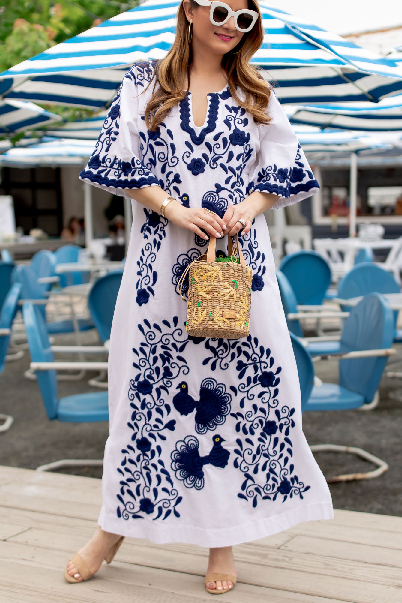 Frances Valentine Navy Embroidered Caftan