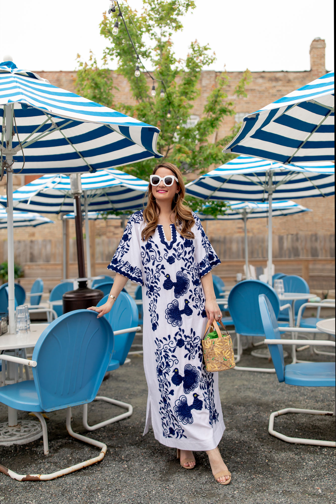 Frances Valentine Peacock Embroidered Caftan