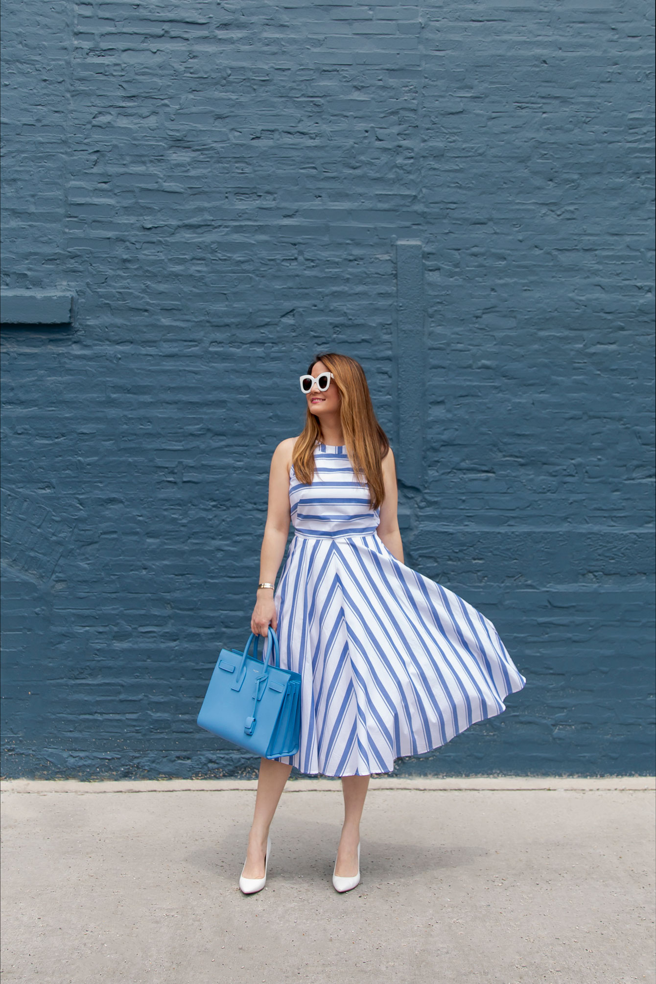 Jennifer Lake Blue Stripe Dress