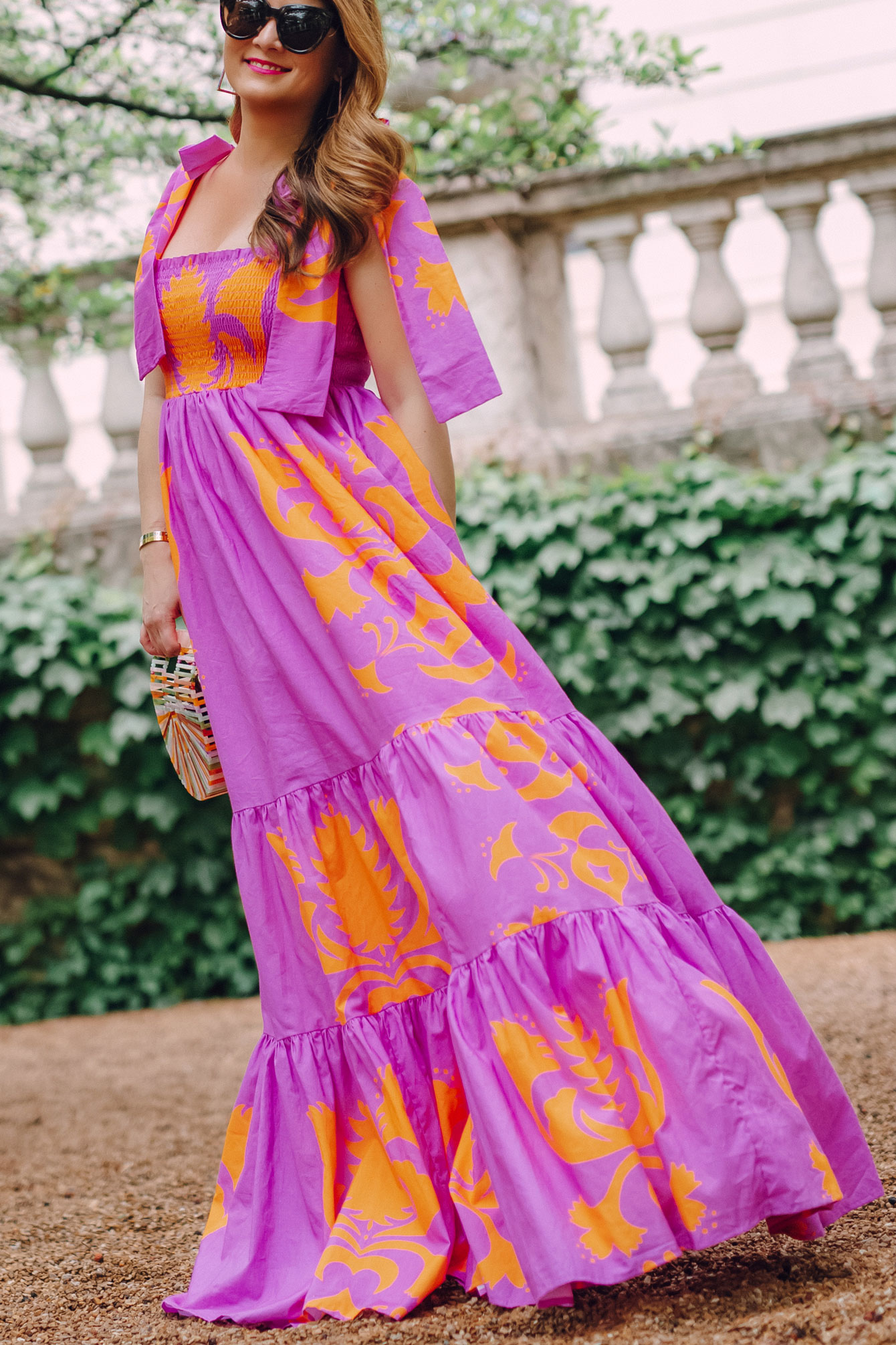 Jennifer Lake Purple Orange Maxi Dress