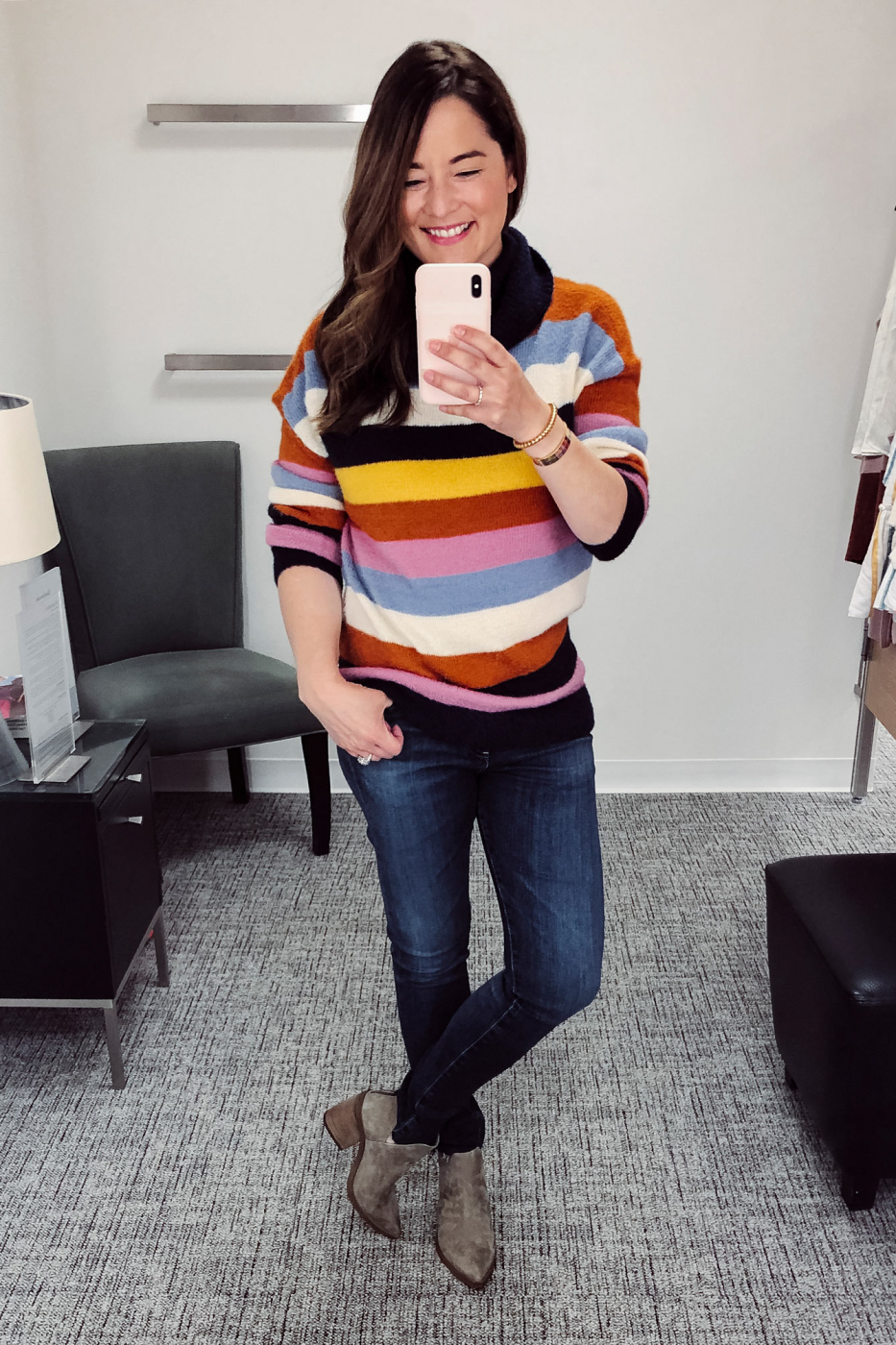 Caslon Multicolor Stripe Turtleneck