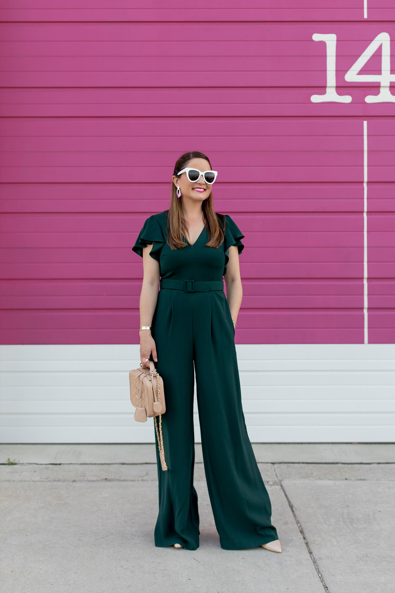 Eliza J Green Belted Jumpsuit