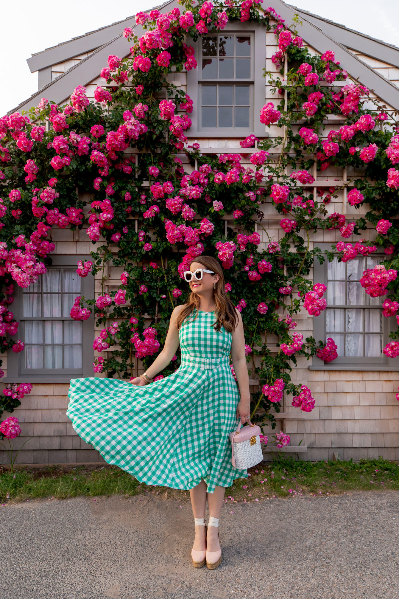 Eliza J Green Gingham Belted Dress