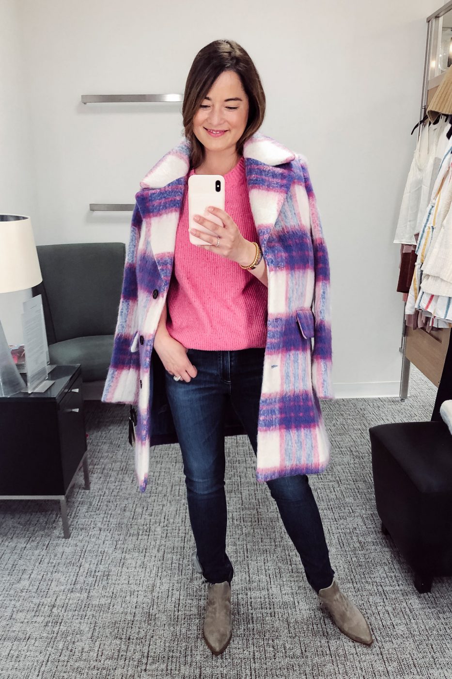 Halogen Purple Plaid Coat
