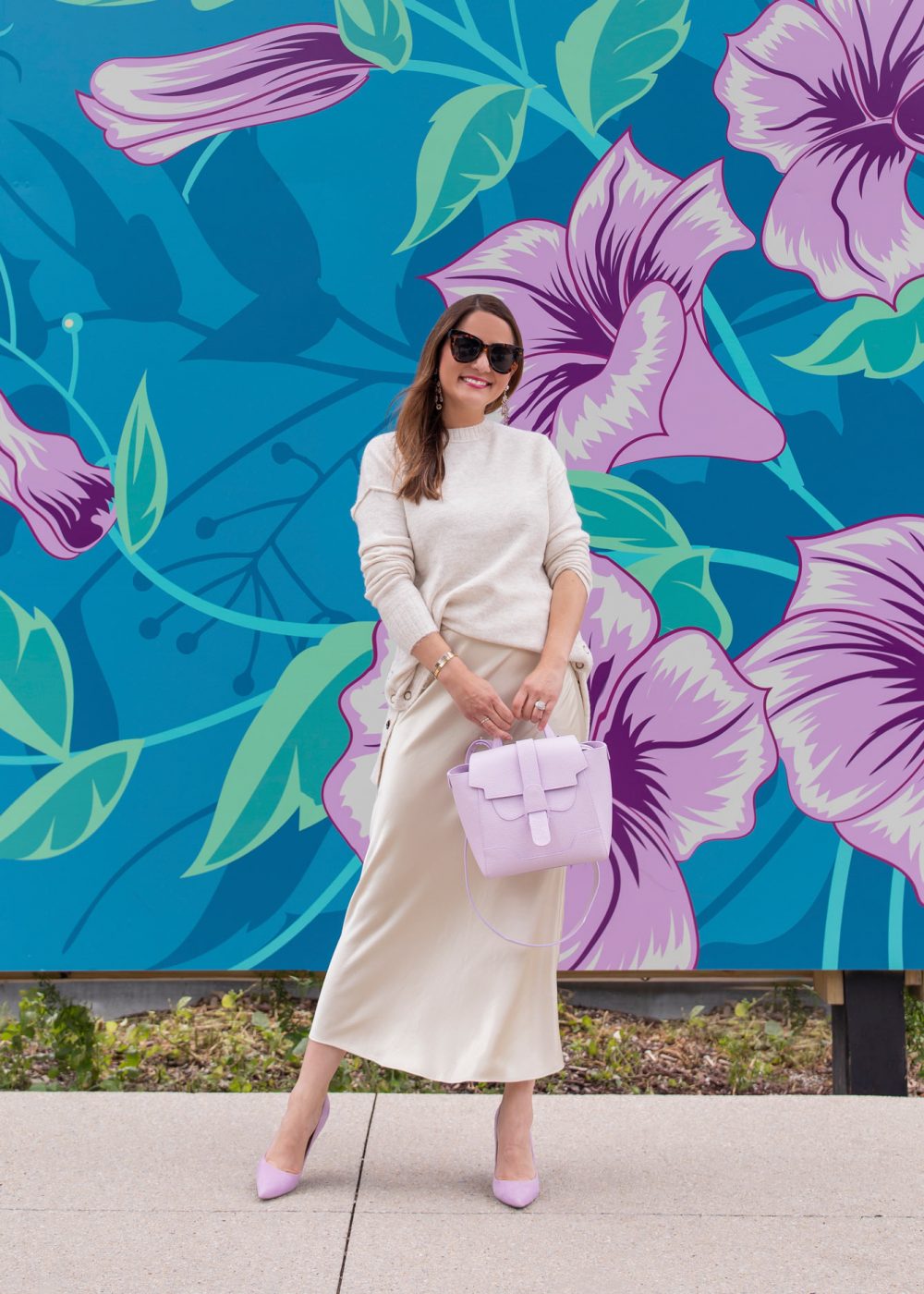 Ivory Satin Midi Slip Skirt