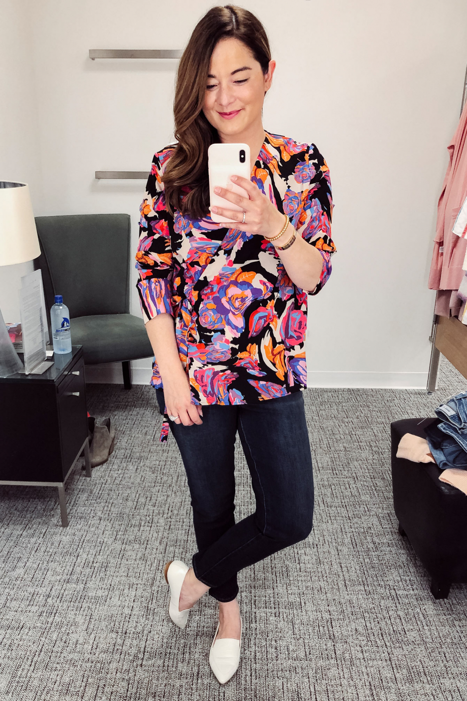 Topshop Floral Tie Wrap Blouse
