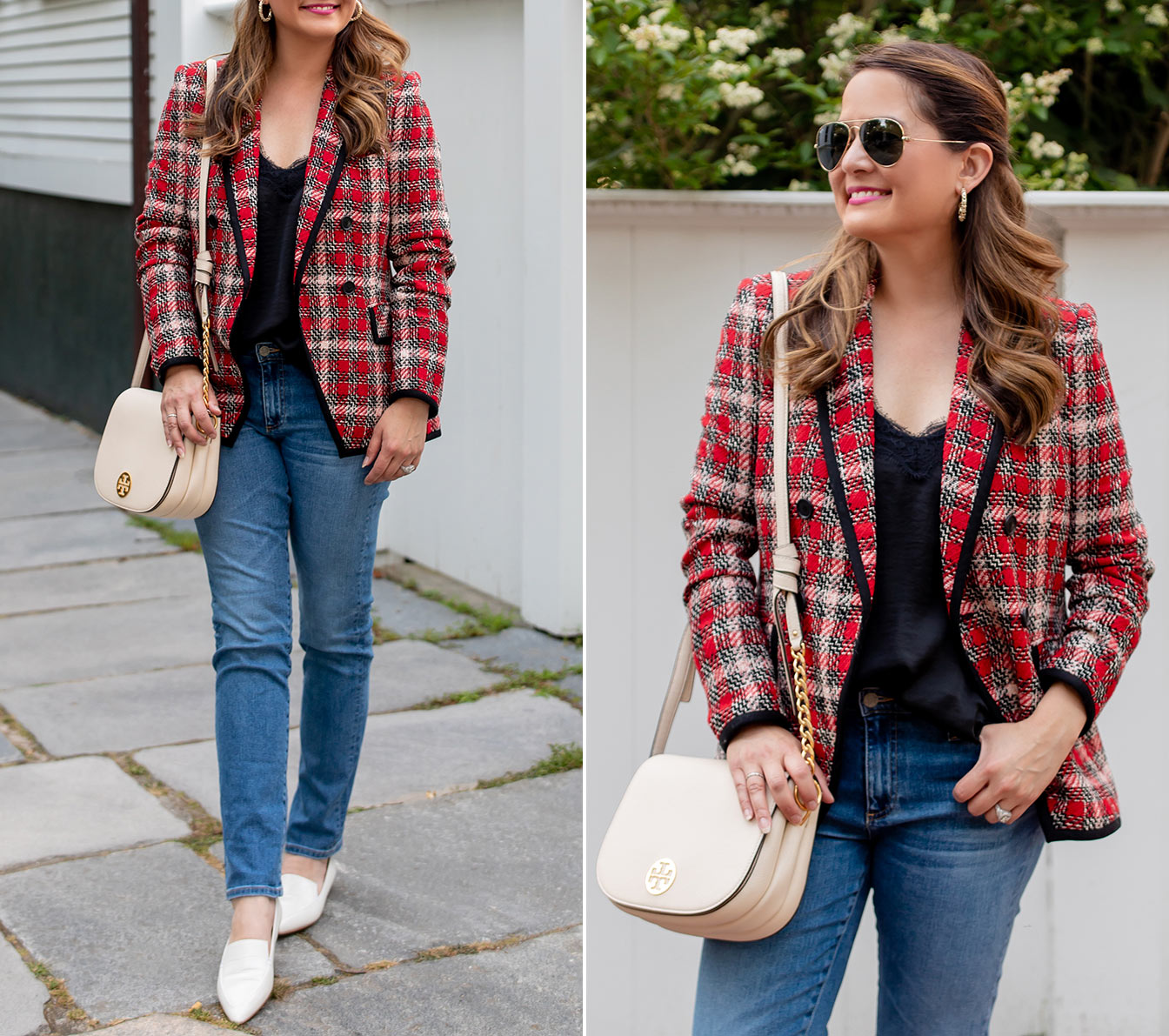 Veronica Beard Plaid Tweed Blazer