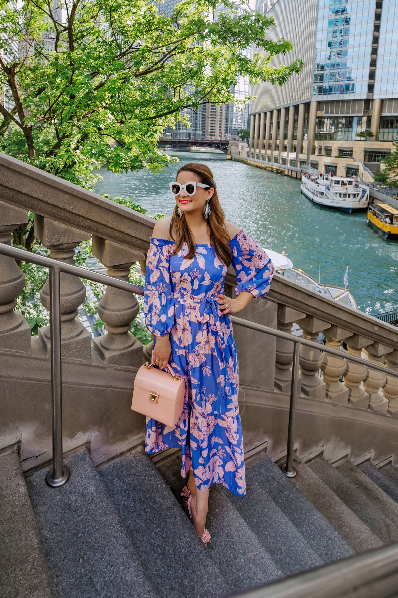 Floral Off the Shoulder Midi Dress