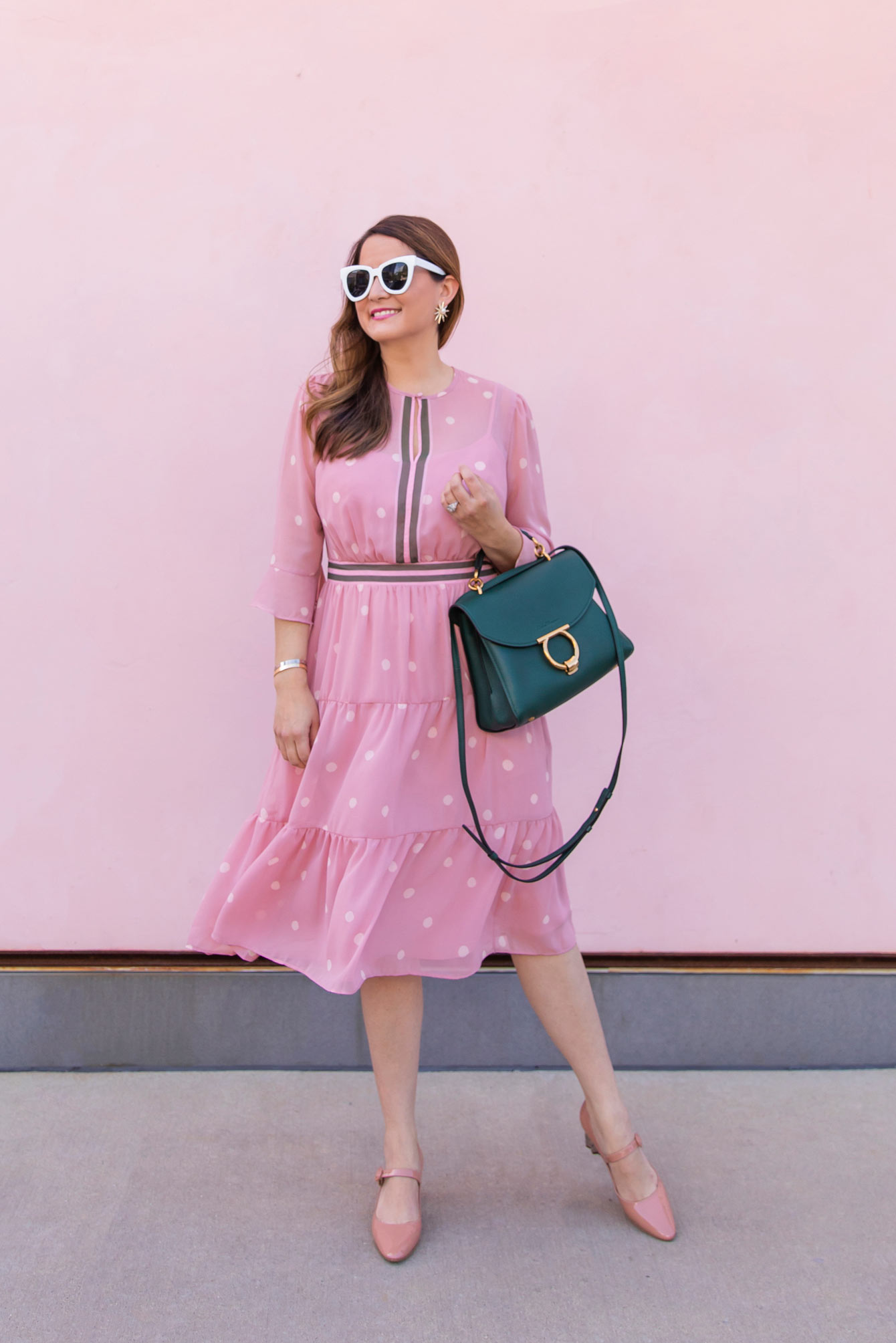Gal Meets Glam Pink Polka Dot Dress