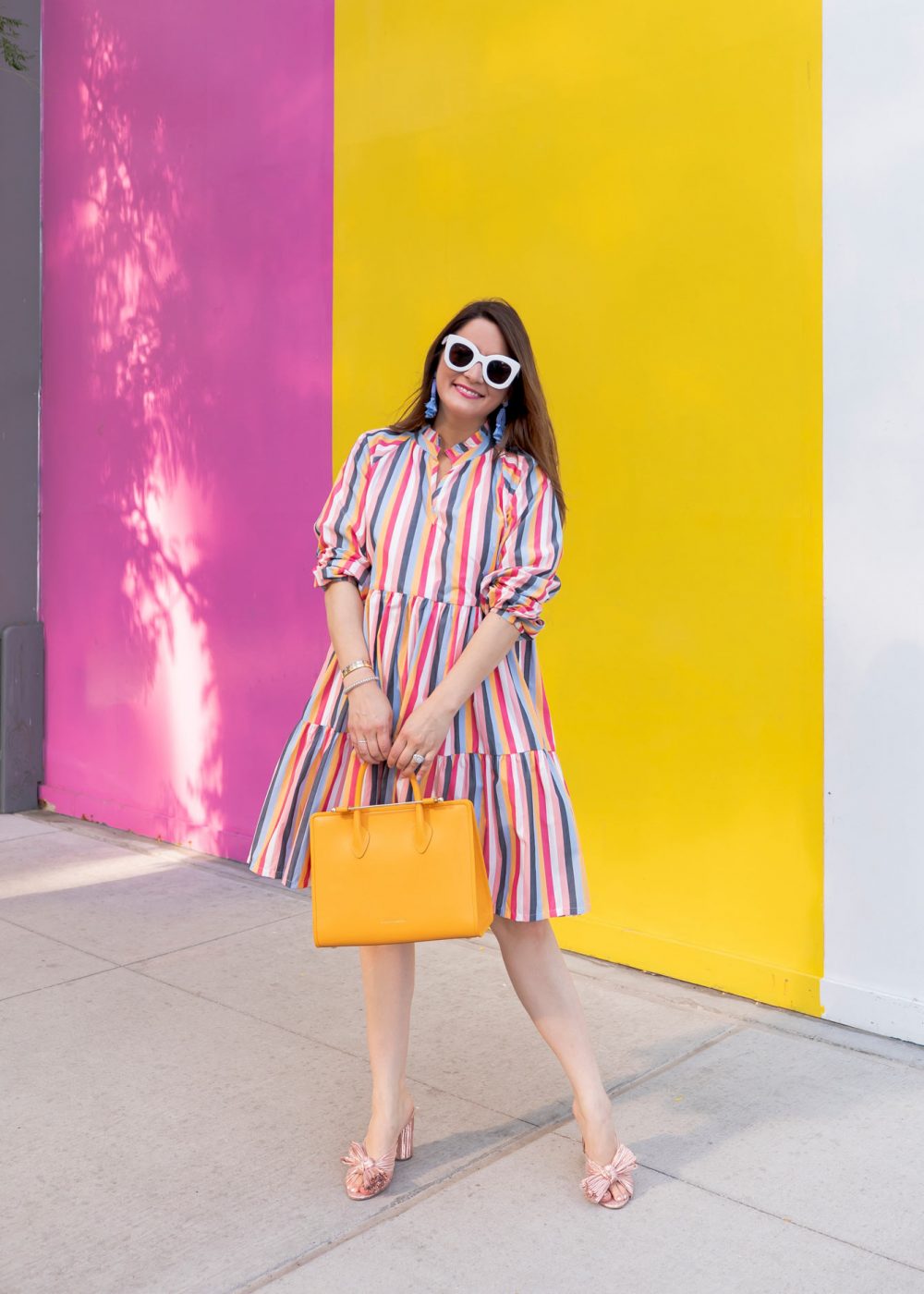 J. Crew Colorful Stripe Tiered Dress