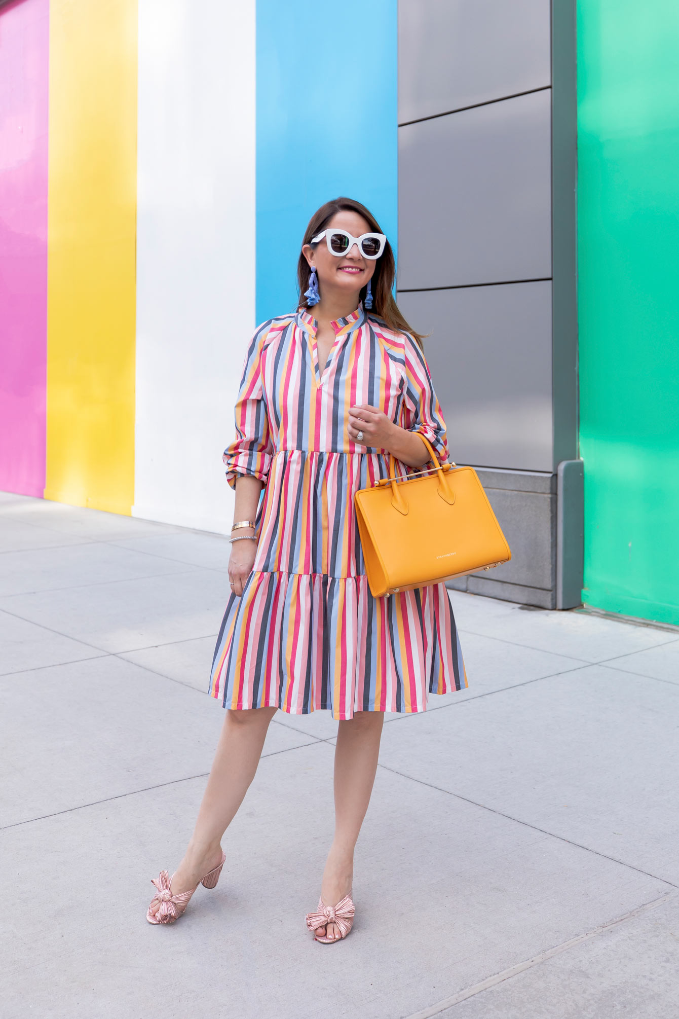 J. Crew Rainbow Stripe Tiered Dress