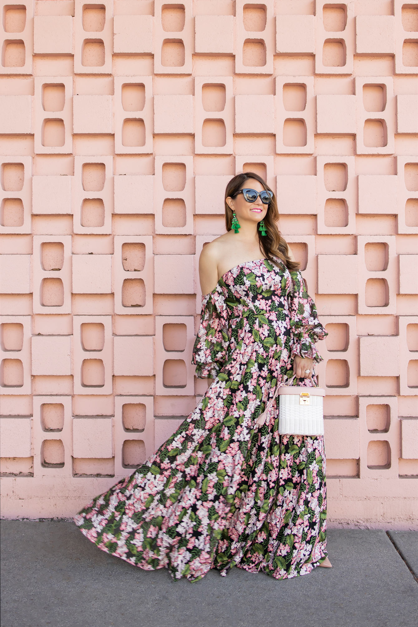 ASOS Pink Green Lace Maxi Dress