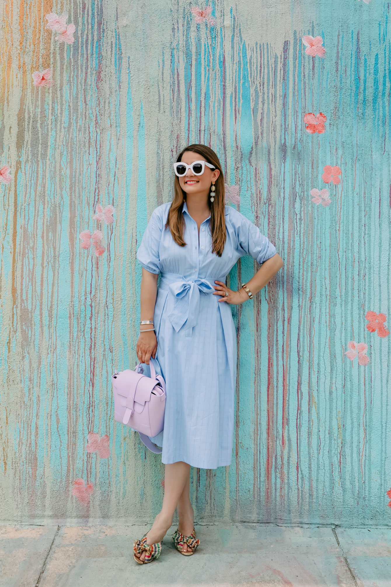 Eliza J Chambray Shirt Dress