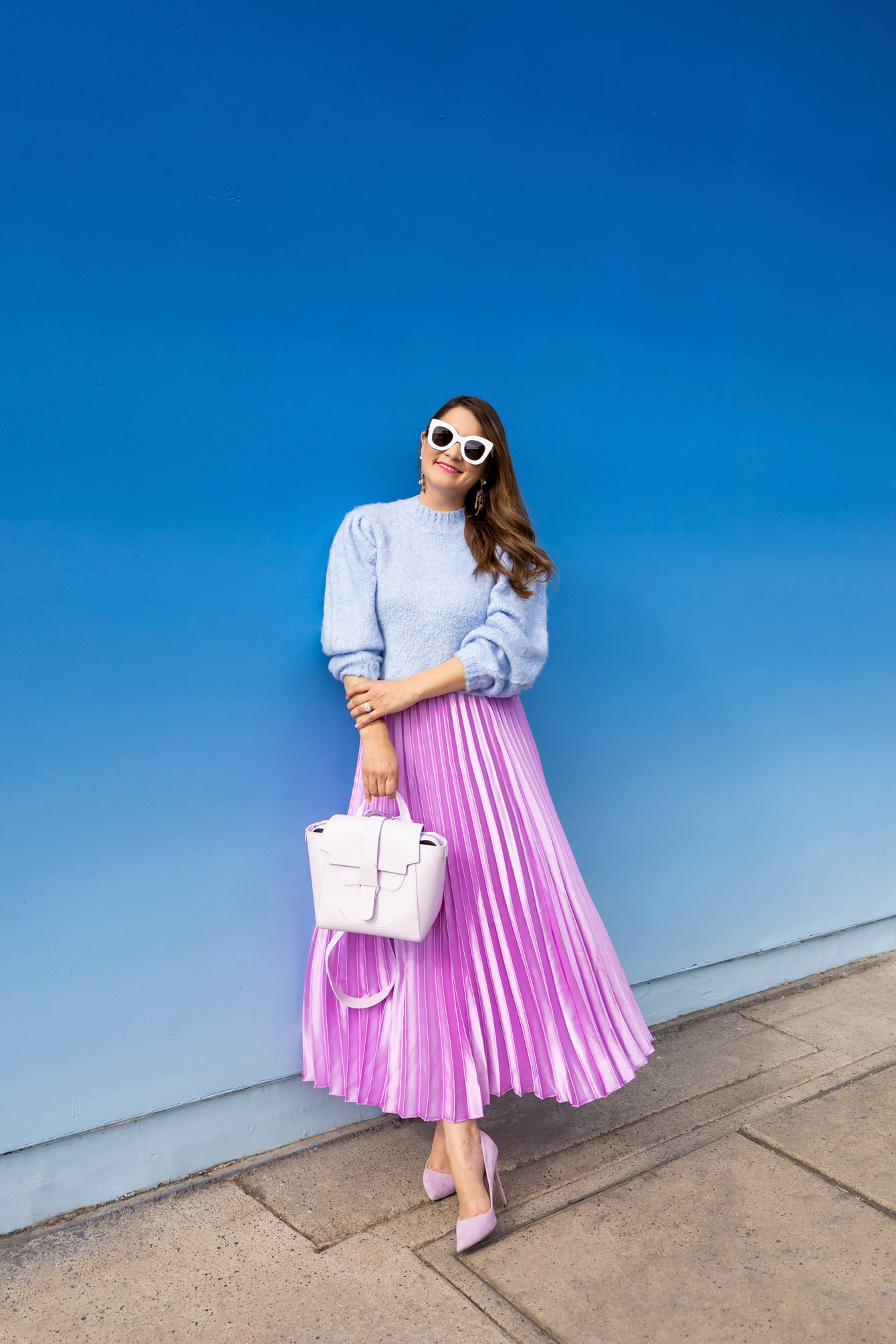 Lavender Pleated Midi Skirt