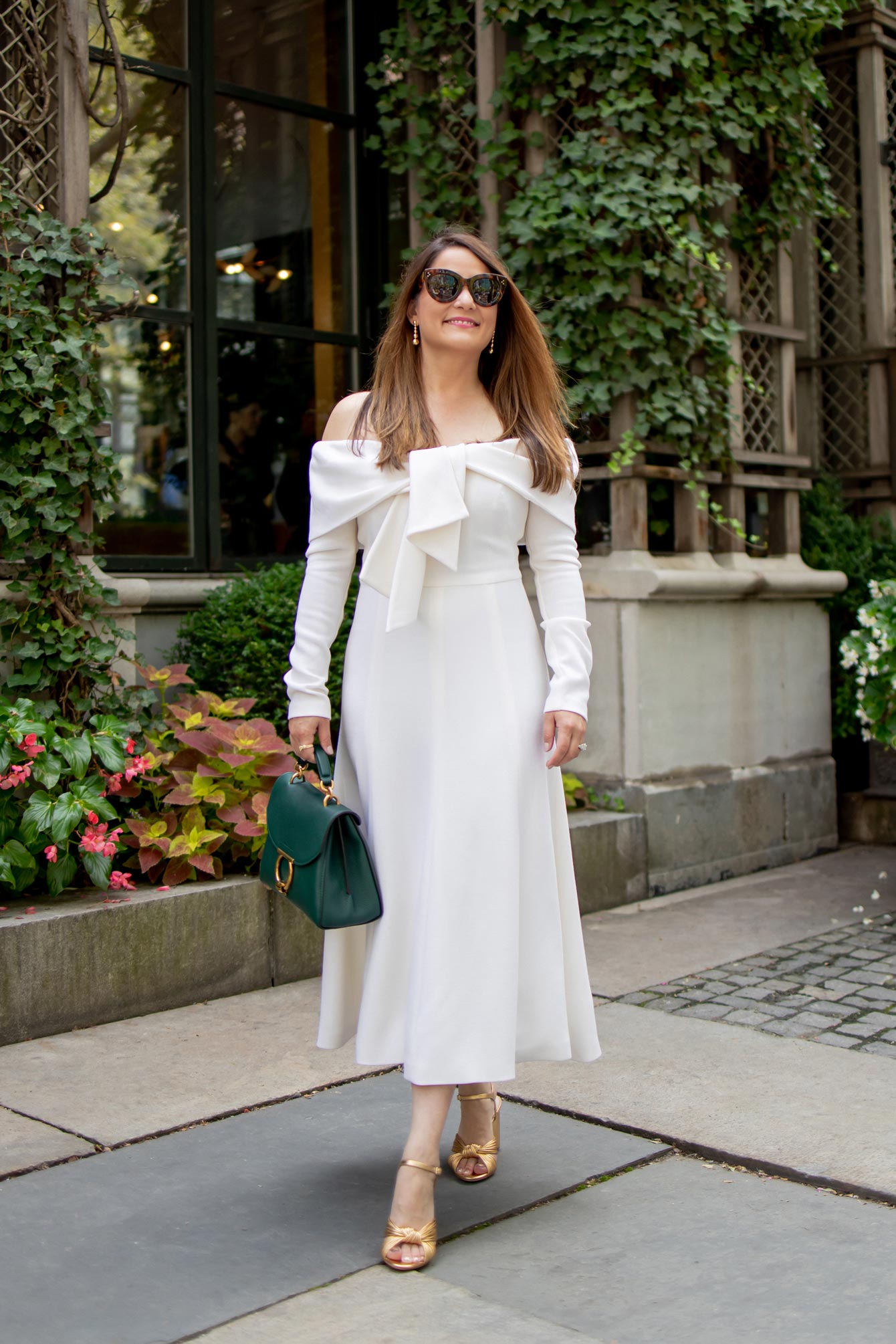 Long Sleeve Ivory Midi Dress