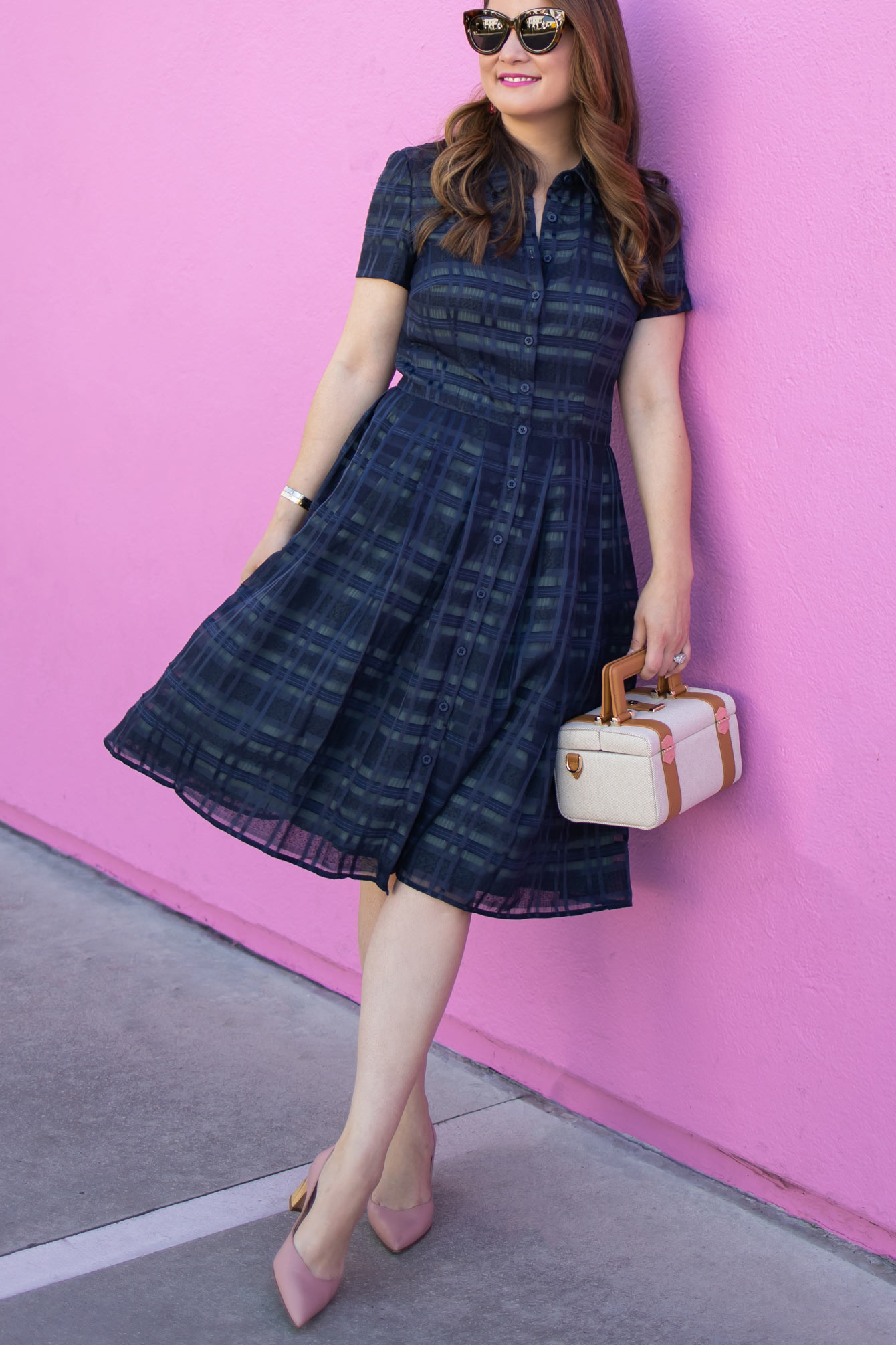 Gal Meets Glam Navy Shirt Dress