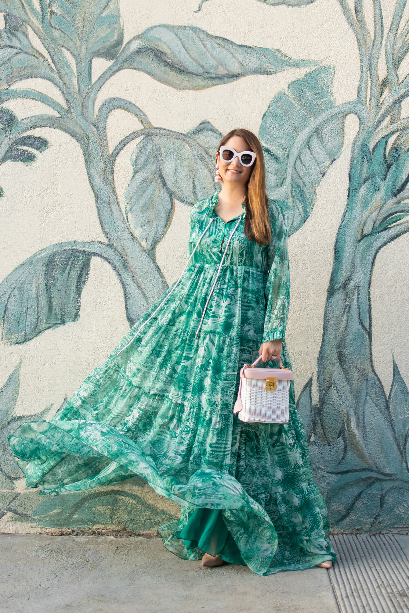 Palm Print Maxi Dress