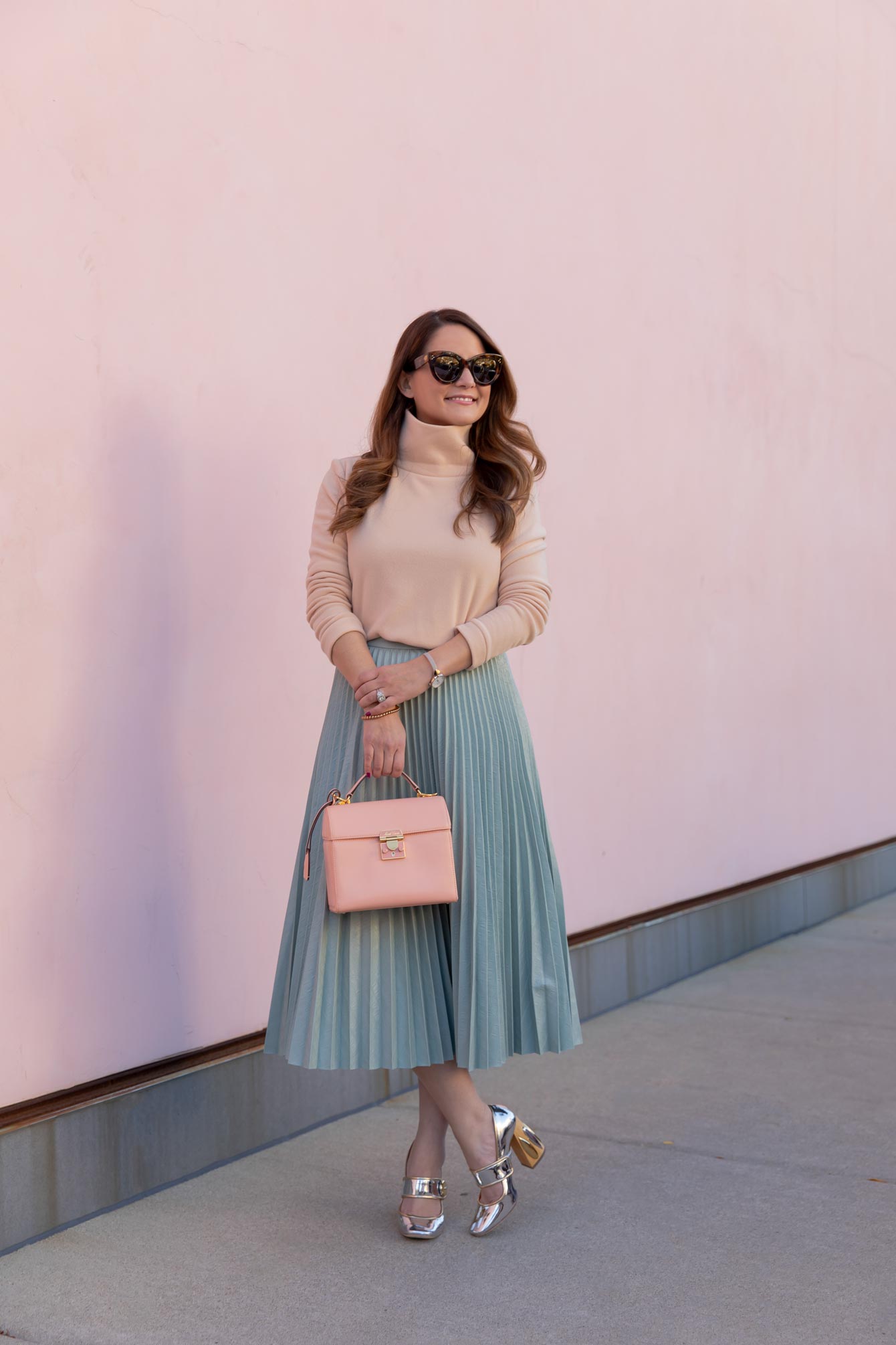 Atlantic Pacific Green Pleated Skirt