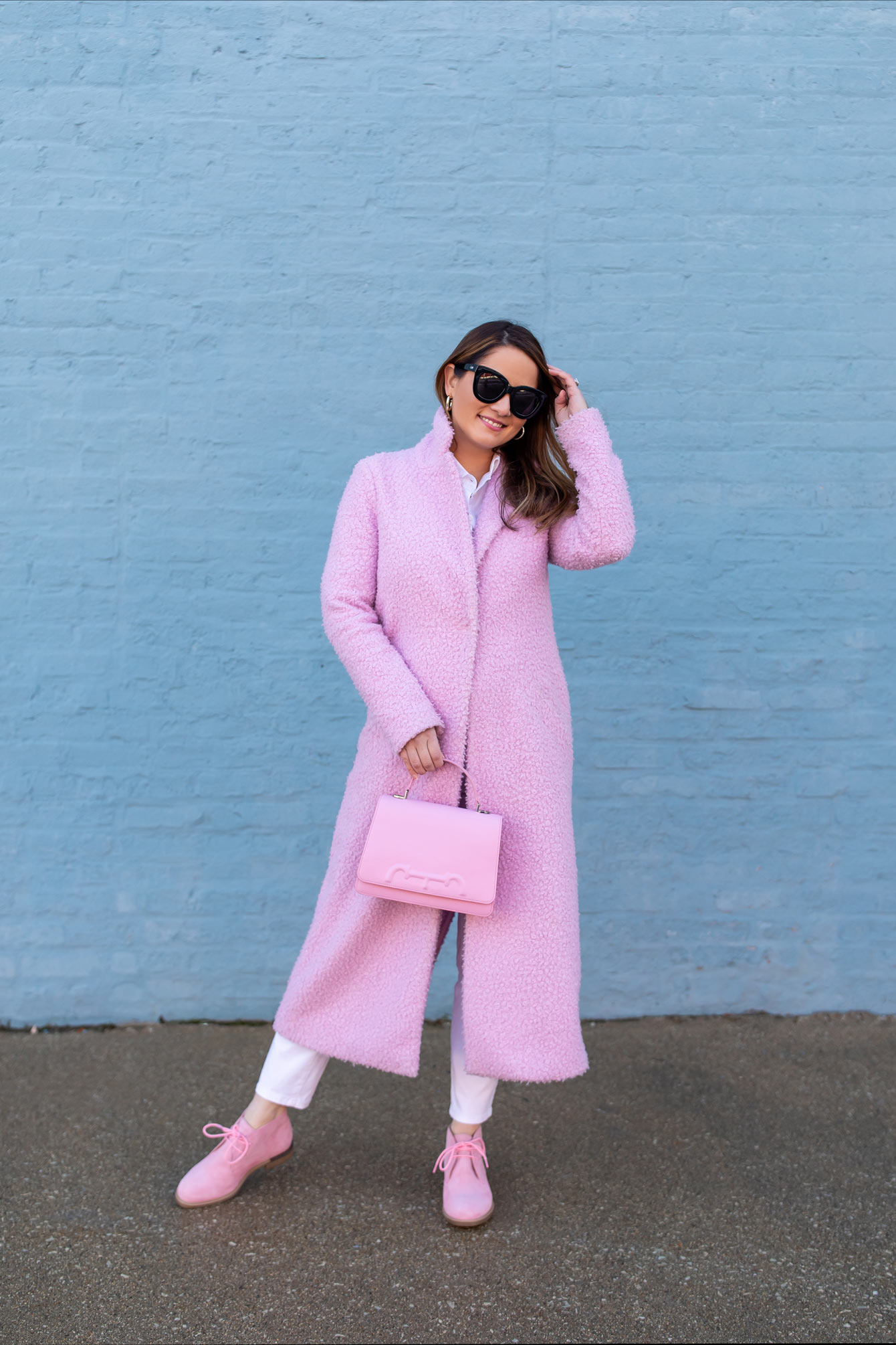 Jennifer Lake River Island Pink Coat