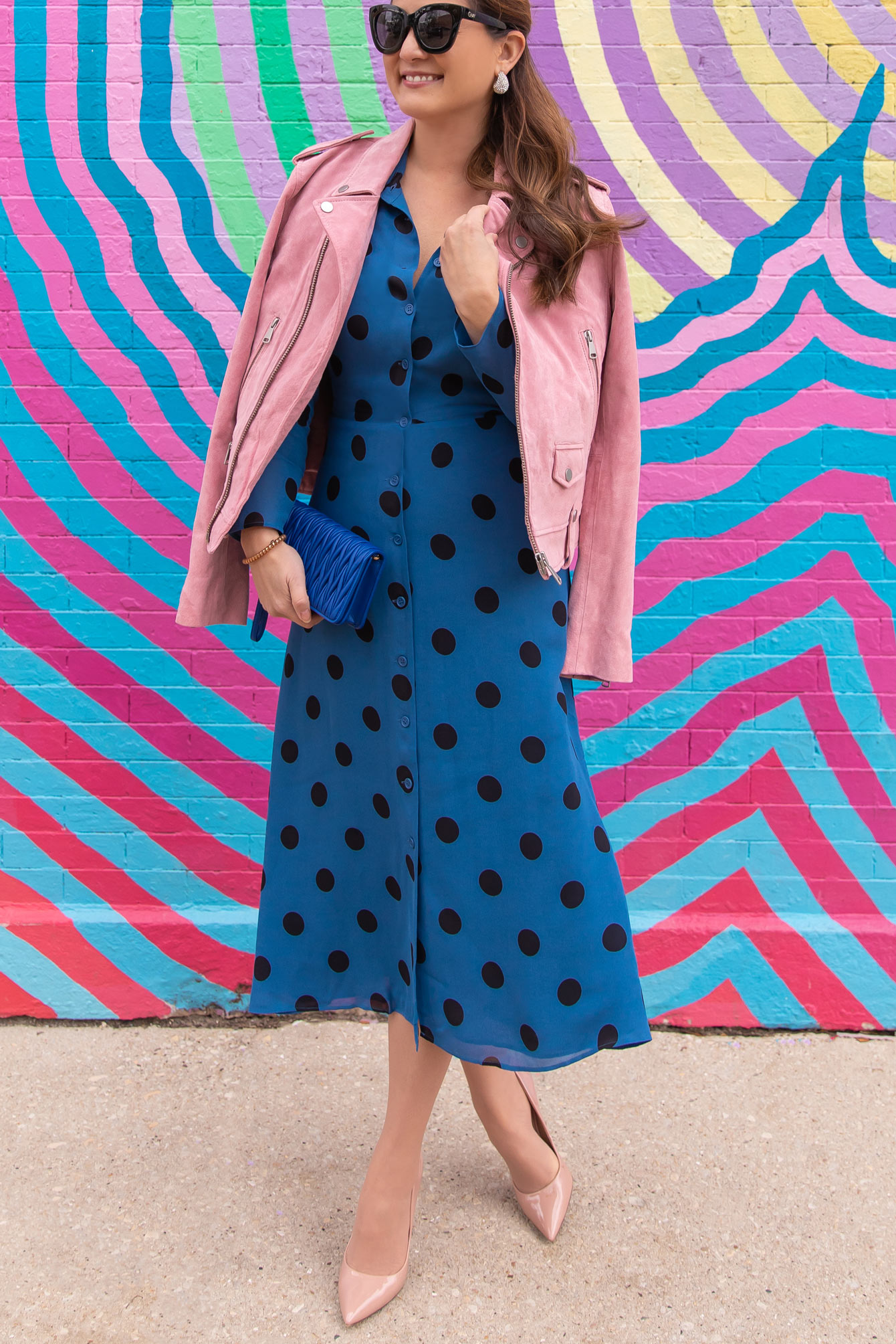 Reformation Blue Polka Dot Dress