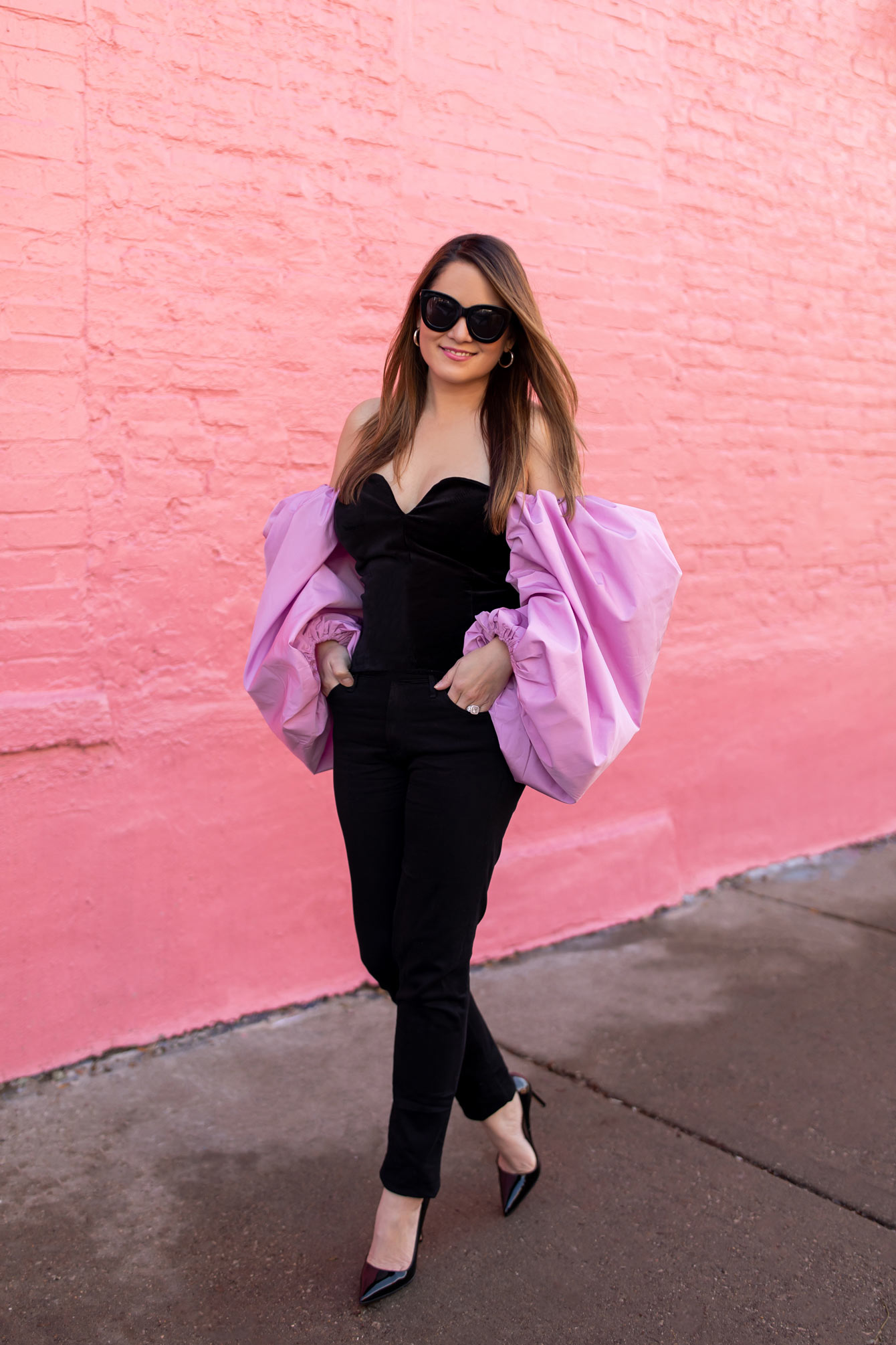 Zara Pink Contrasting Velvet Top