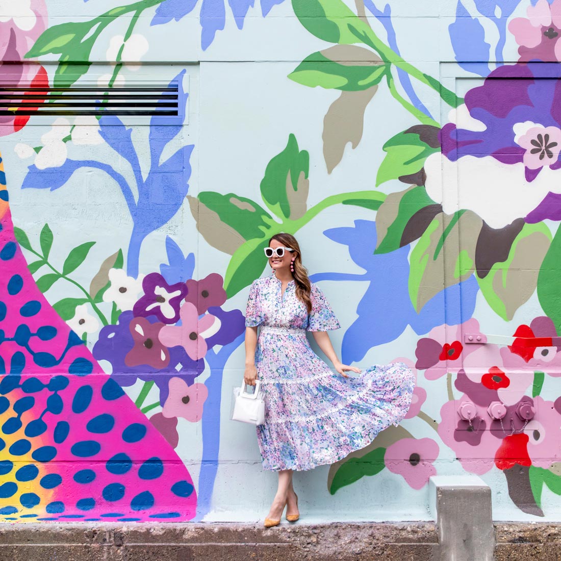 Colorful Floral Mural Wabash Arts Corridor