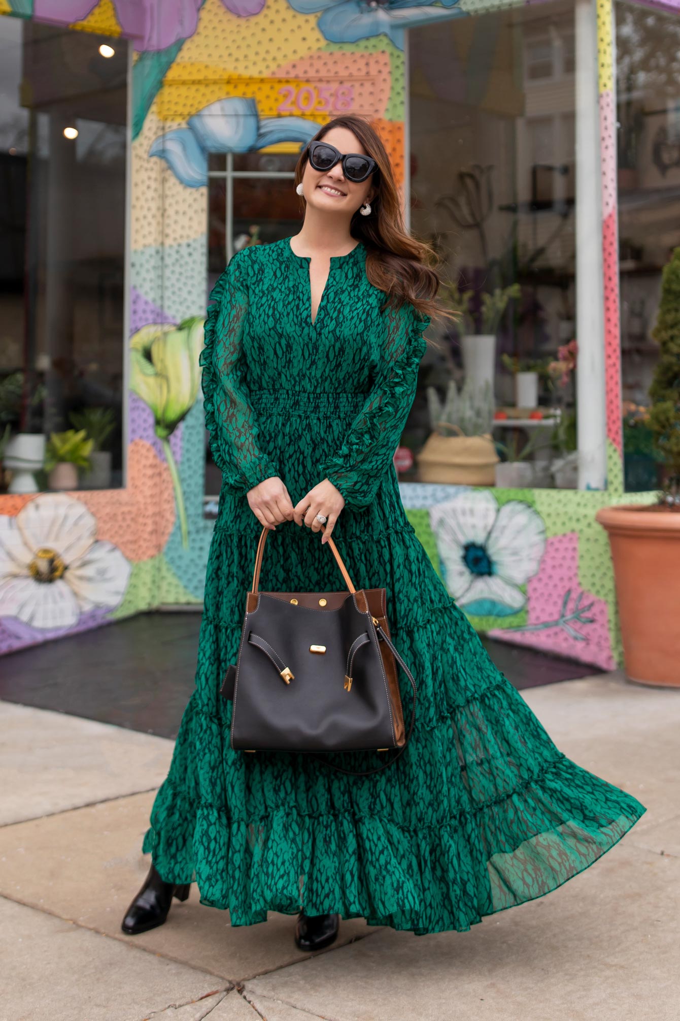 MISA Green Maxi Dress