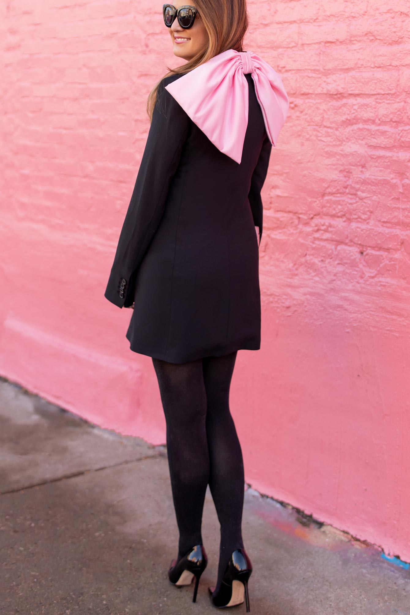 Zara Pink Bow Tuxedo Dress