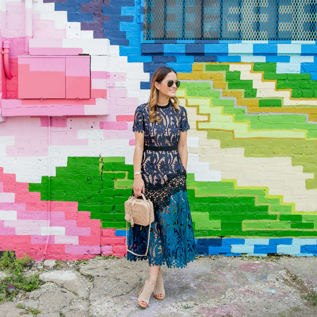 Multicolor Brick Floral Mural