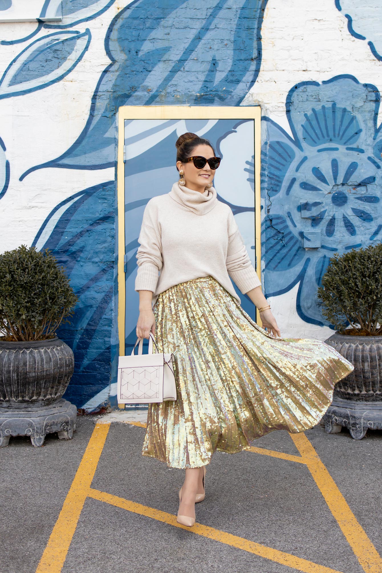 ASOS Sequin Pleated Skirt