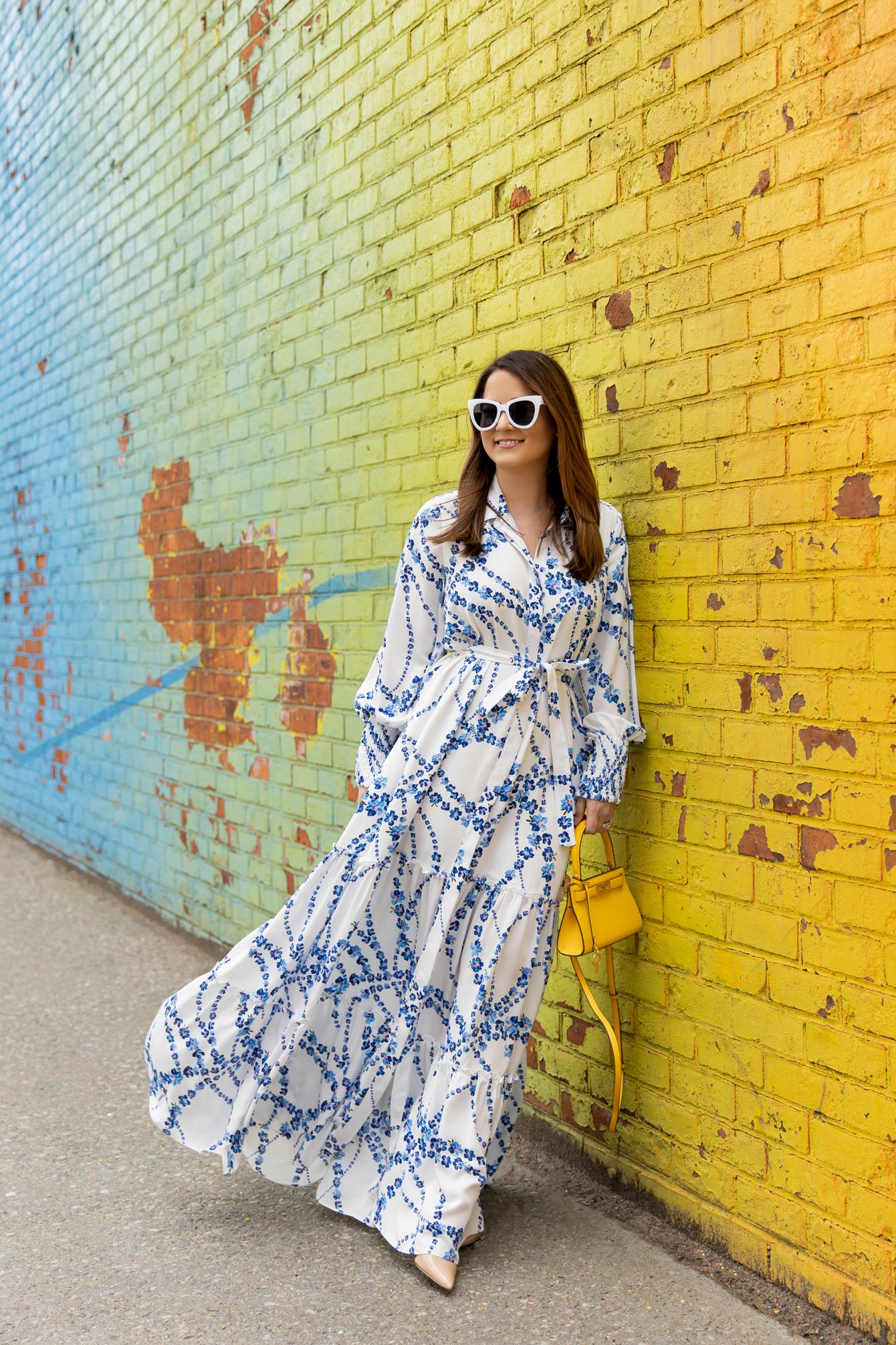 MISA Blue White Shirt Dress